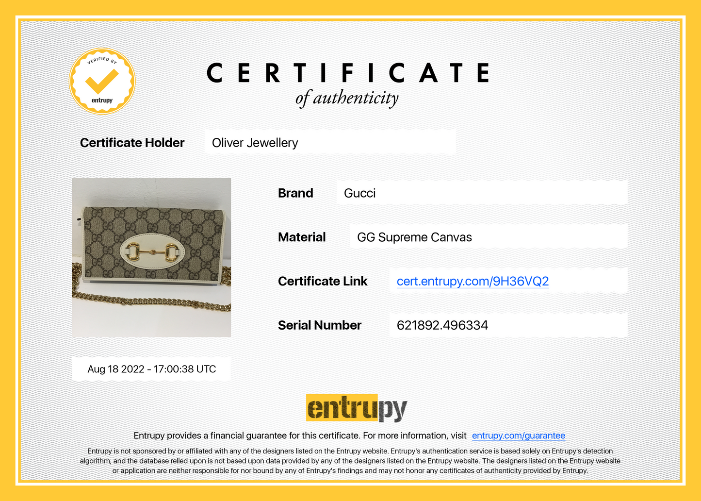 Gucci GG Supreme 1955 Horsebit Wallet on Chain