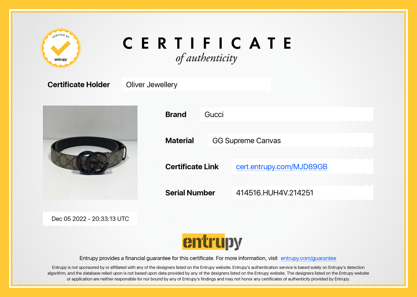 Gucci GG Supreme Belt with Double G Buckle