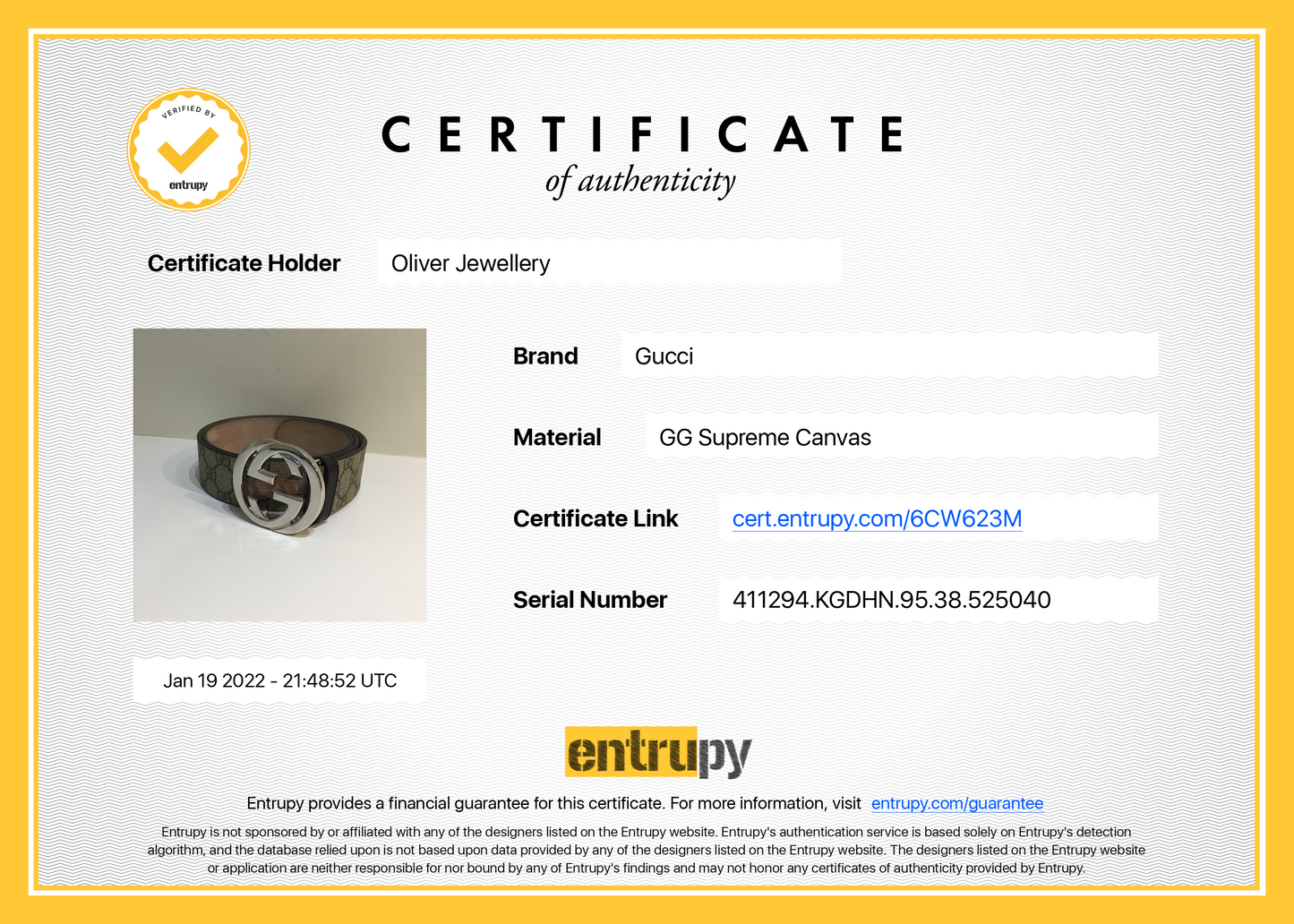 Gucci GG Supreme Belt with GG Buckle