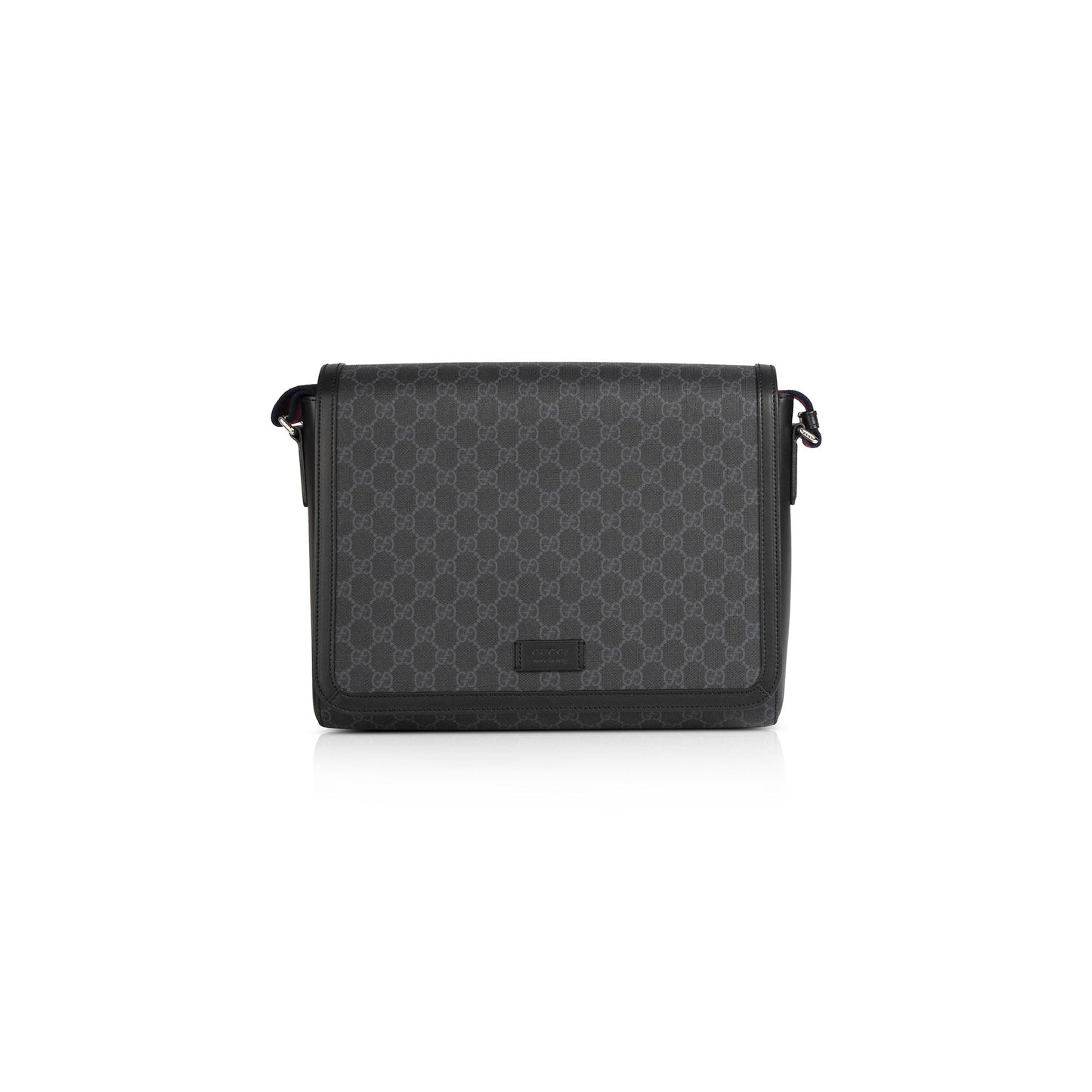 Gucci GG Supreme Black Flap Messenger Bag