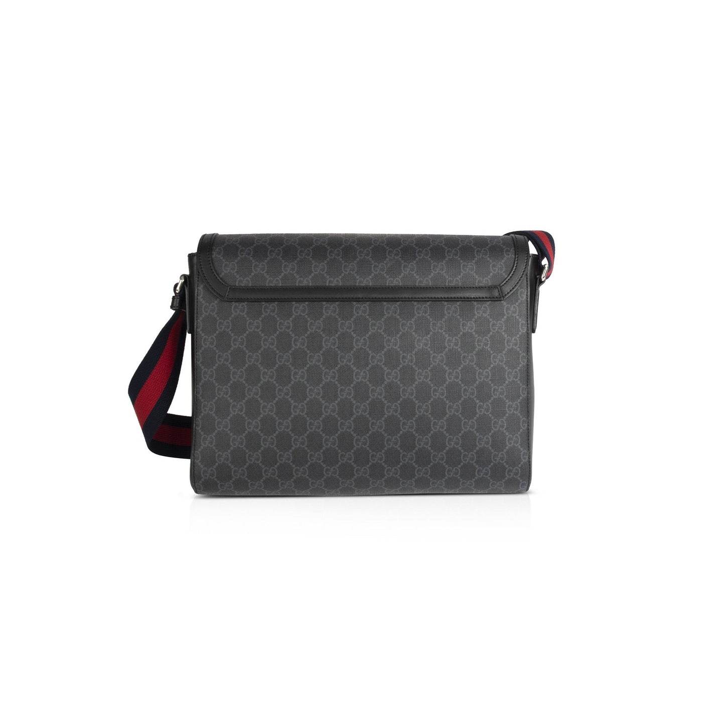 Gucci GG Supreme Black Flap Messenger Bag