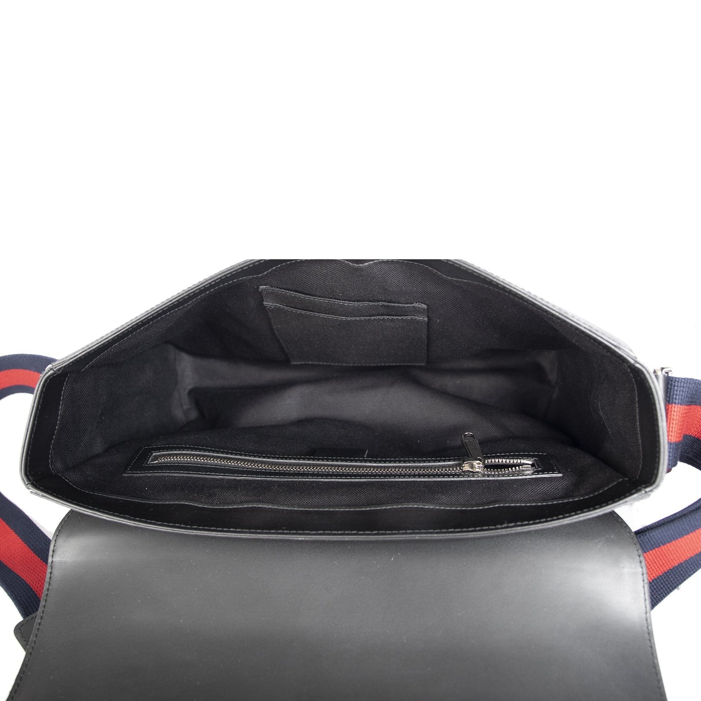 Gucci GG Supreme Black Flap Messenger Bag
