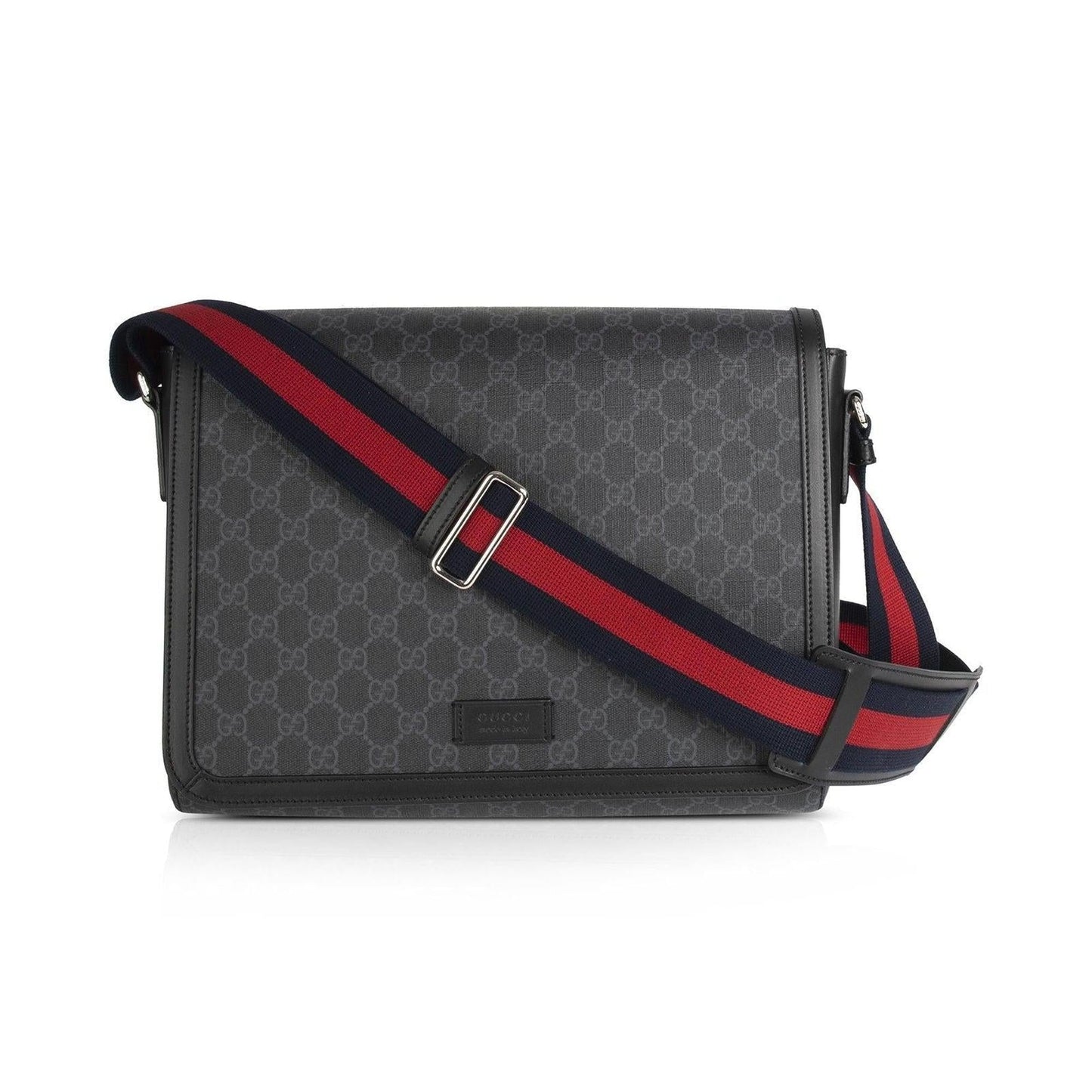 Gucci GG Supreme Black Flap Messenger Bag