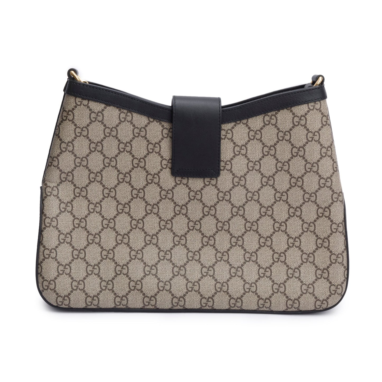 Gucci GG Supreme Black Leather Padlock GG Medium Shoulder Bag
