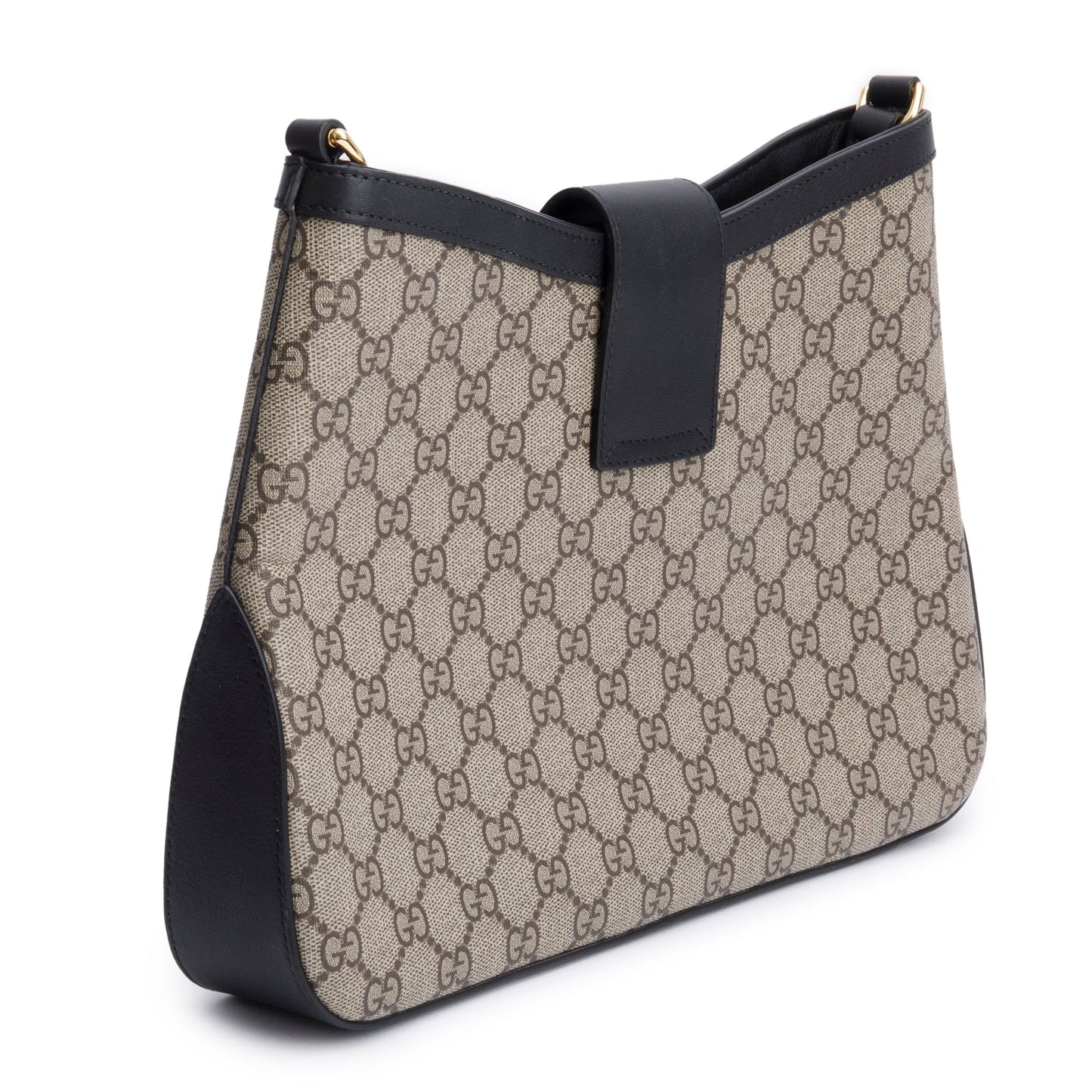 Gucci GG Supreme Black Leather Padlock GG Medium Shoulder Bag