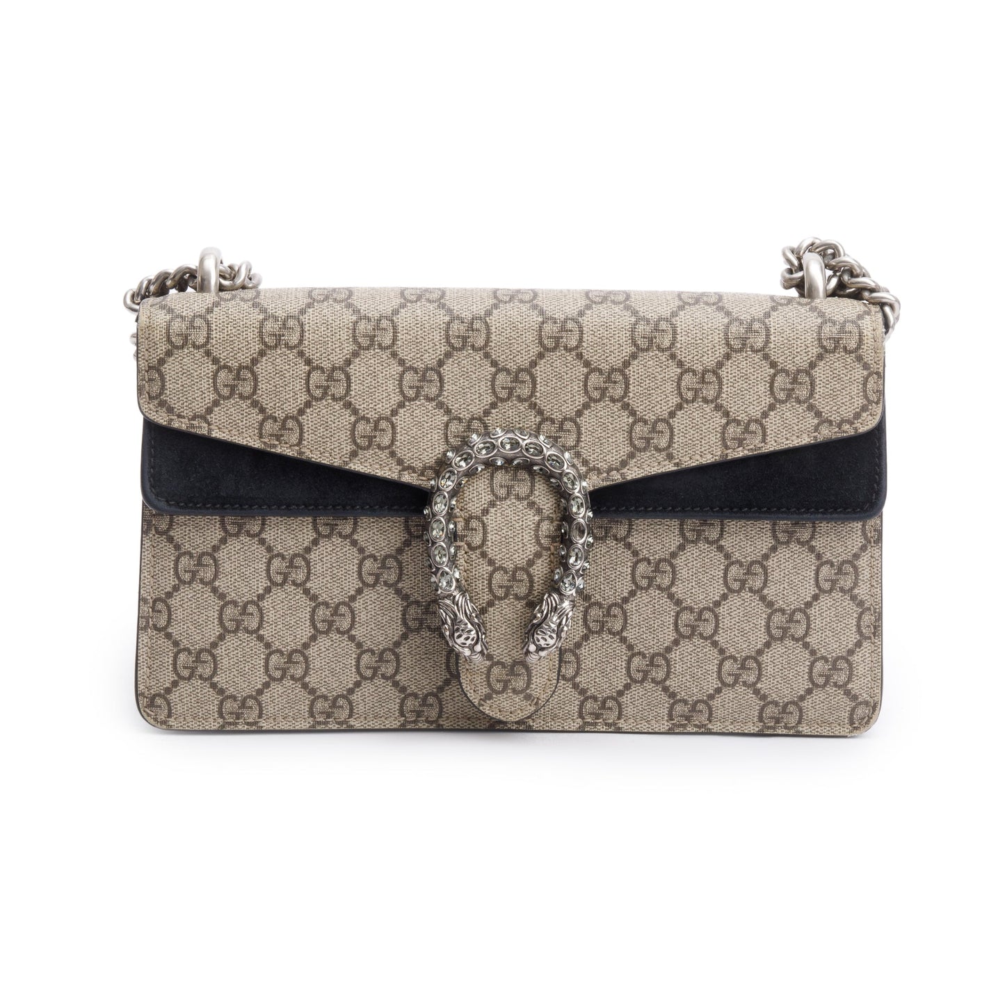 Gucci GG Supreme Black Suede Small Dionysus Shoulder Bag