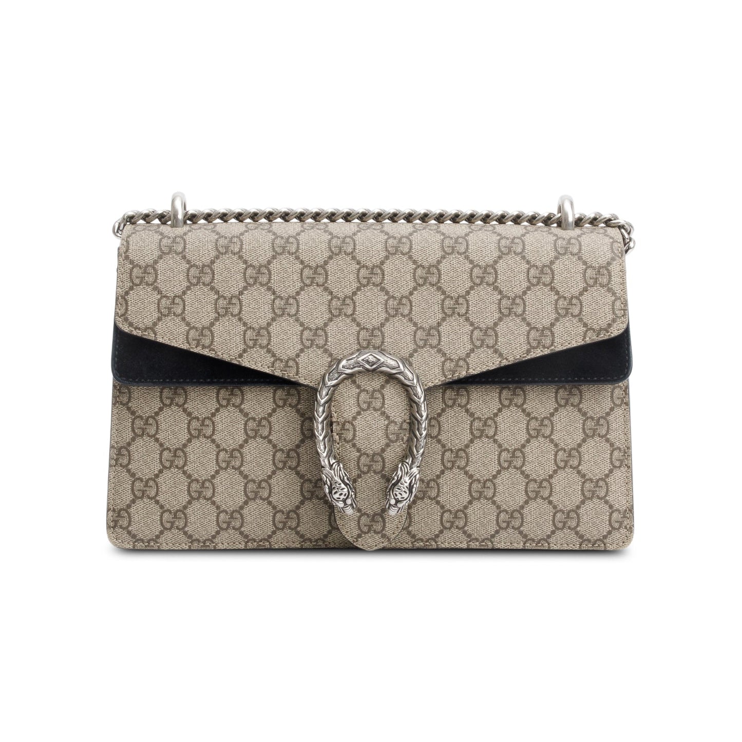 Gucci GG Supreme Black Suede Small Dionysus Shoulder Bag