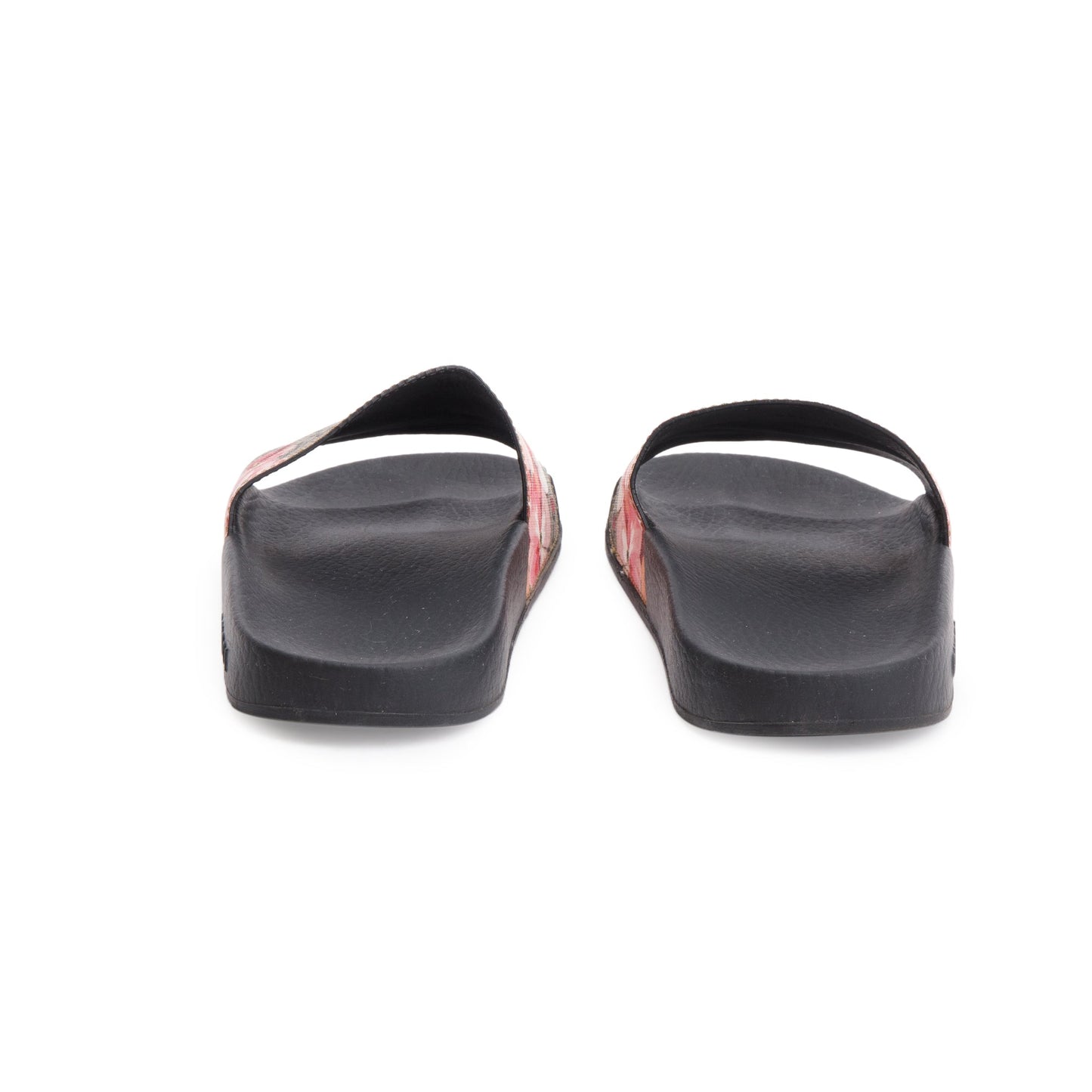 Gucci GG Supreme Blooms Canvas Black Rubber Slide Sandals, Size 37