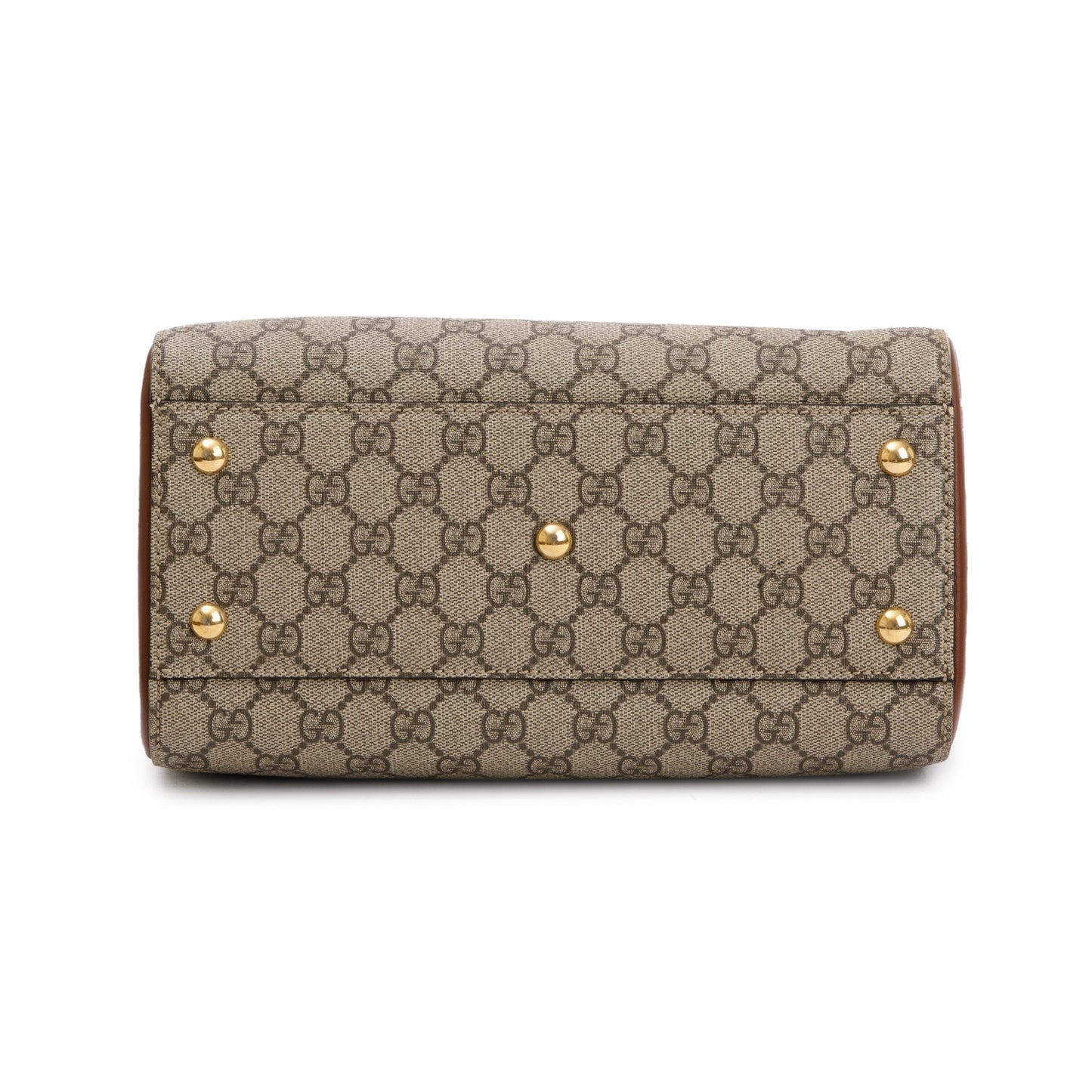 Gucci GG Supreme Brown Leather Small Boston Bag