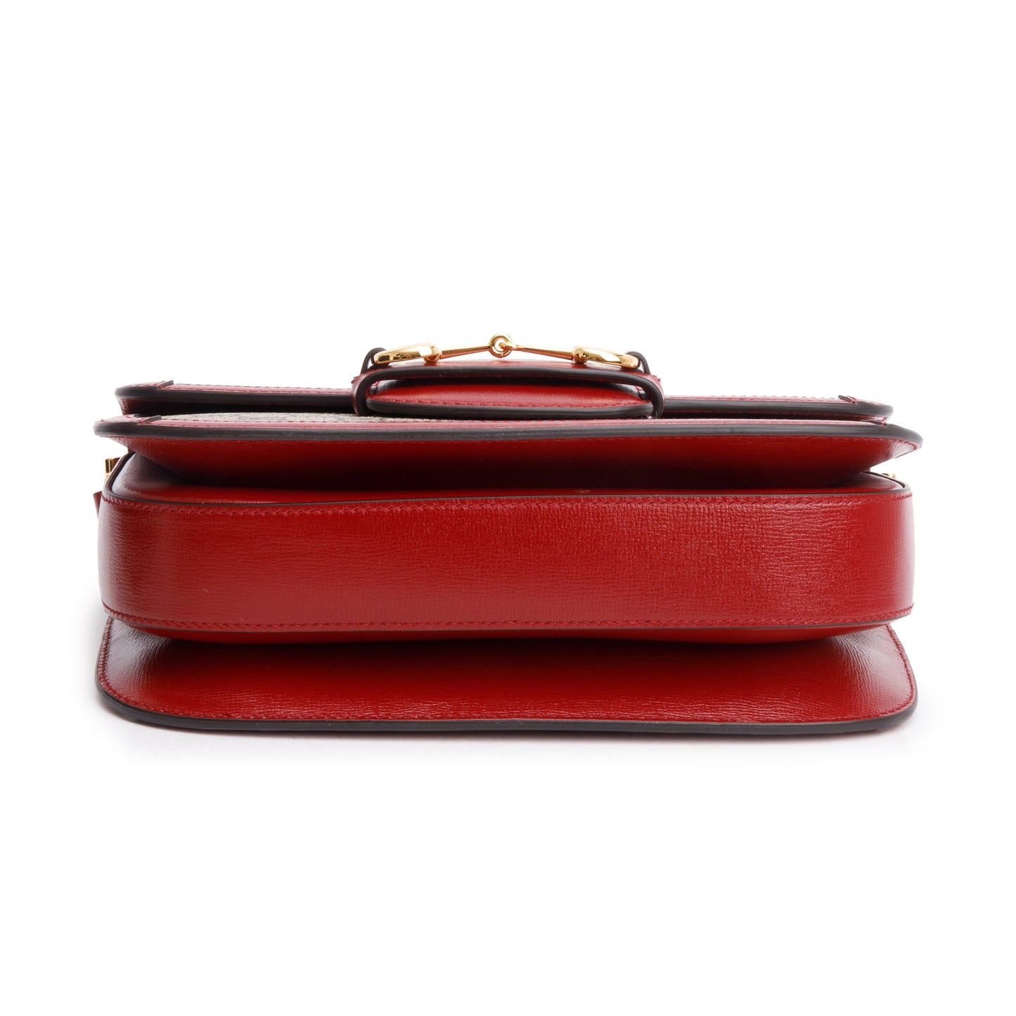 Gucci GG Supreme Canvas Red Leather Trim Horsebit 1955 Small Shoulder Bag