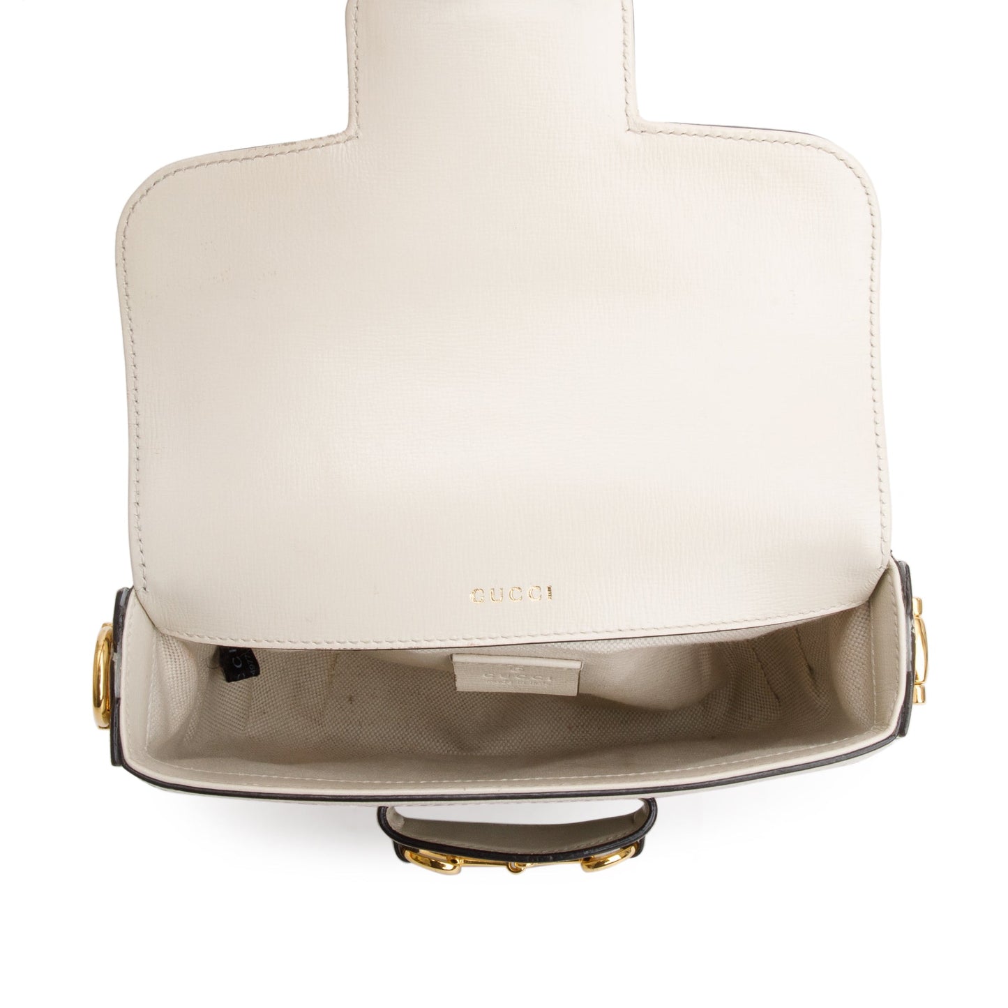Gucci GG Supreme Canvas White Leather Trim Web Mini Horsebit 1955 Shoulder Bag
