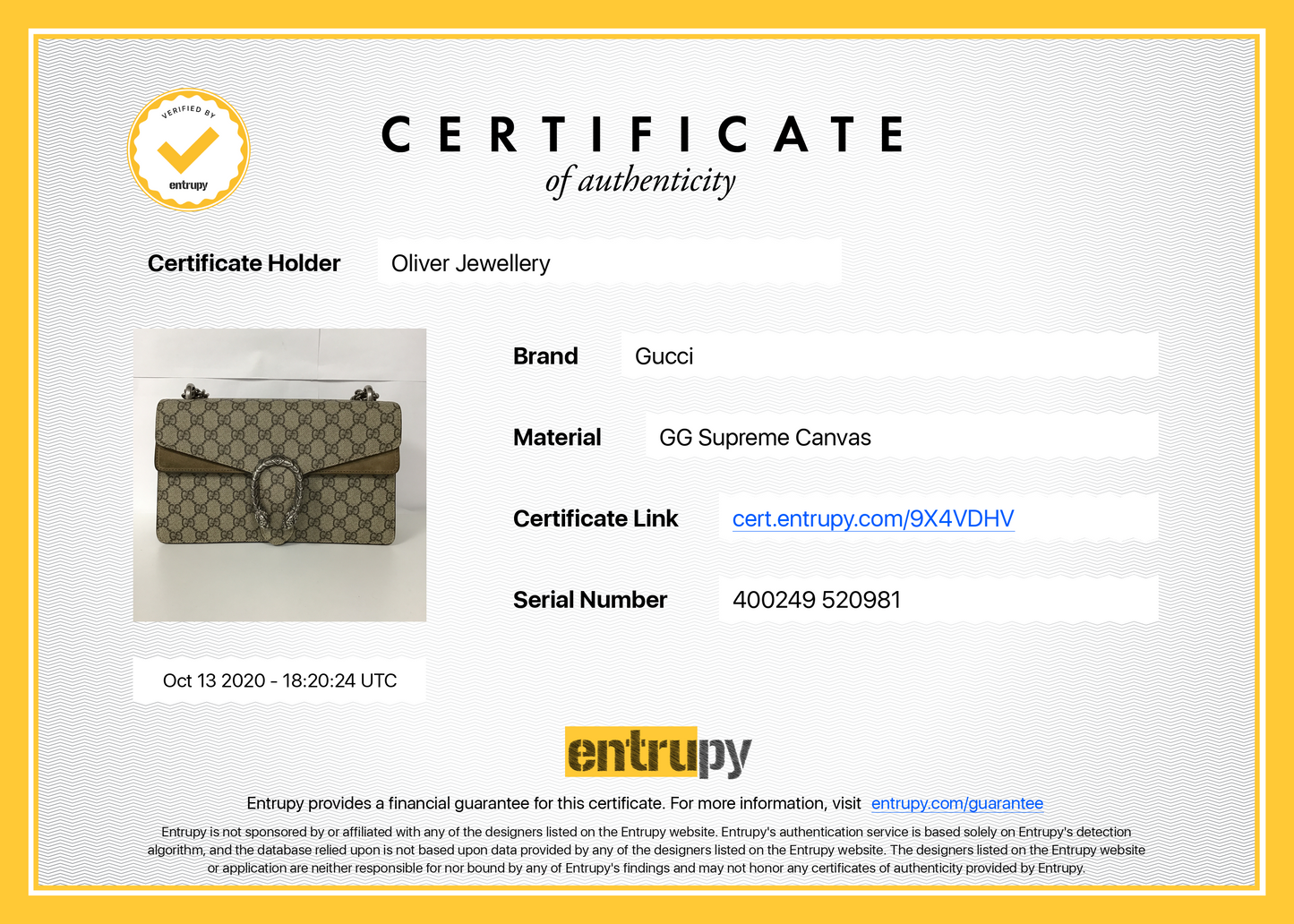 Gucci GG Supreme Dionysus Small Shoulder Bag