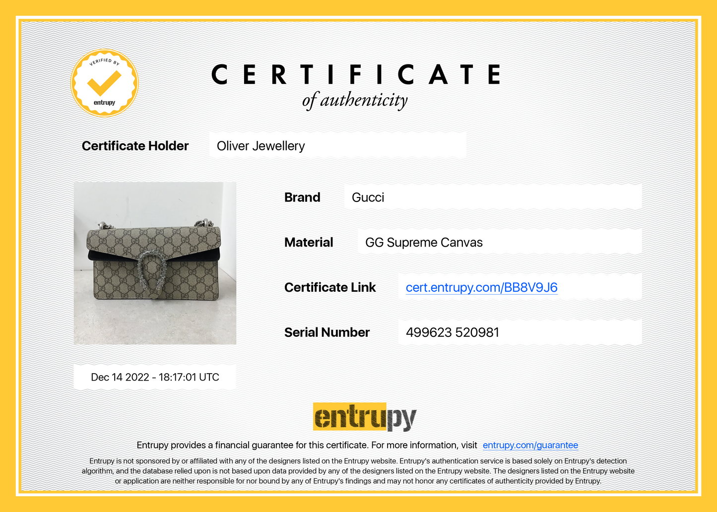 Gucci GG Supreme Dionysus Small Shoulder Bag