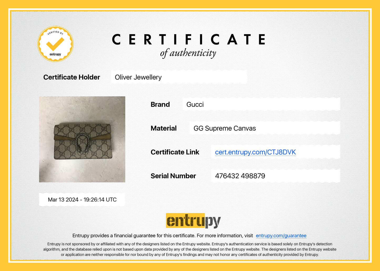 Gucci GG Supreme Dionysus Super Mini Bag