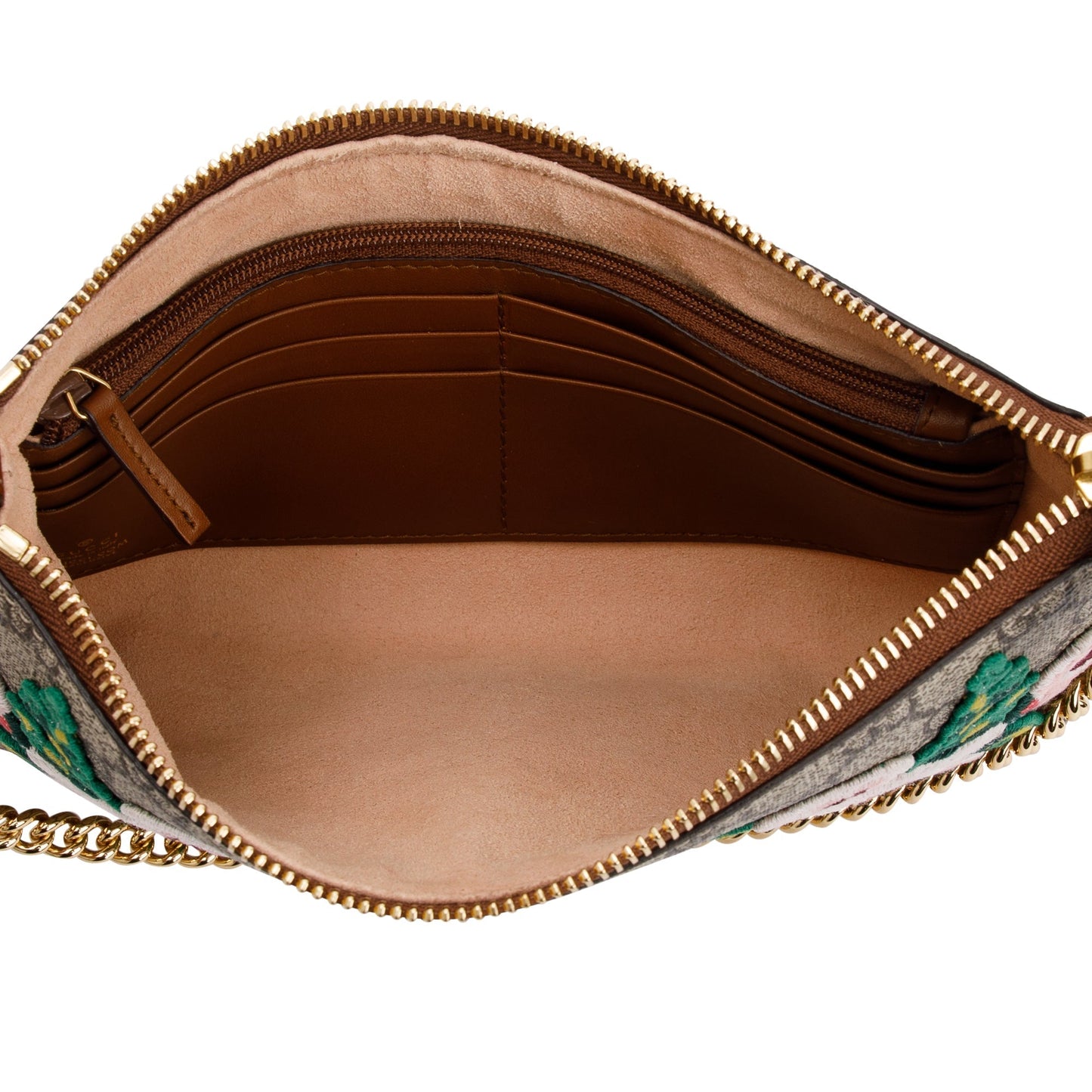 Gucci GG Supreme Embroidered Flower Chain Pochette