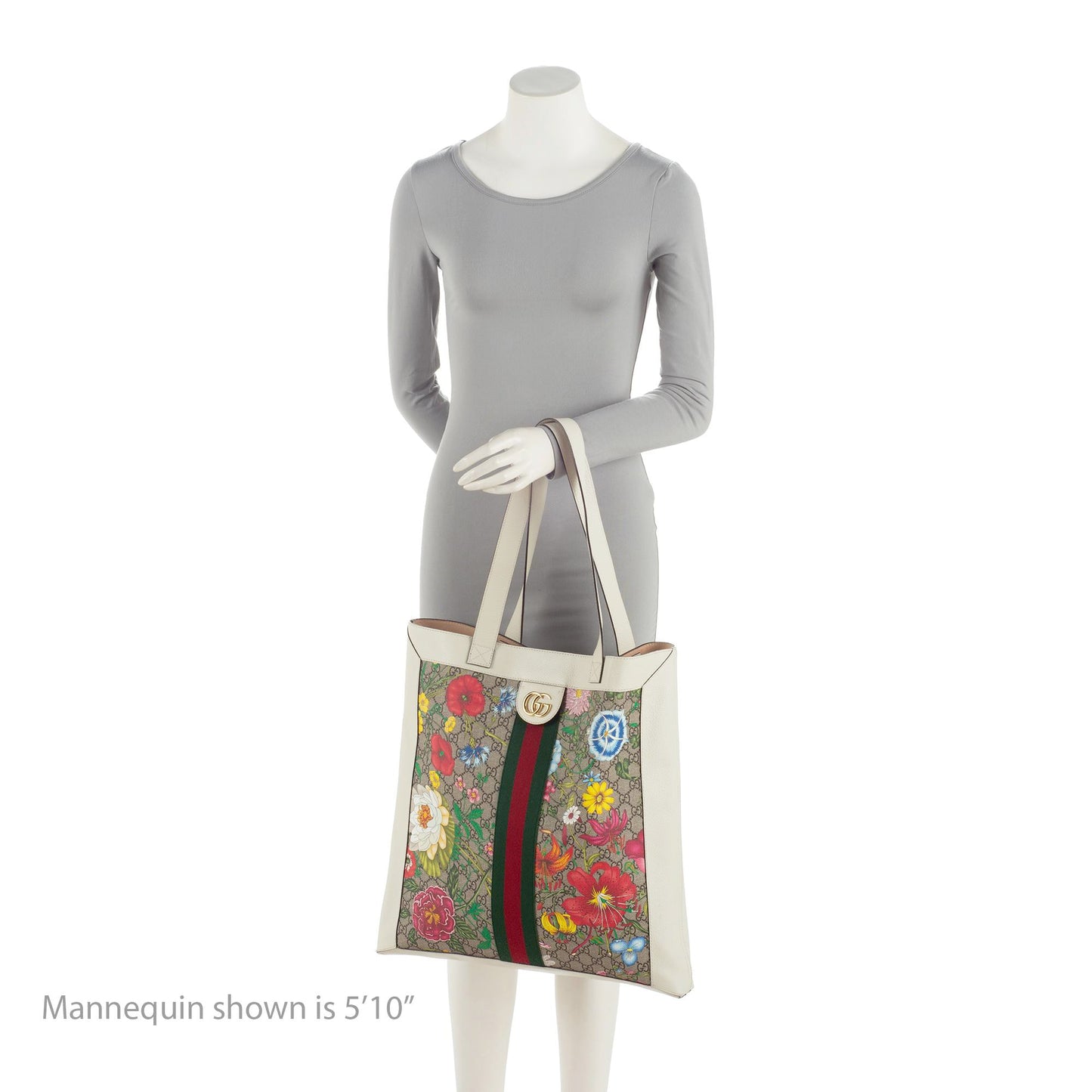 Gucci GG Supreme Flora Ophidia Vertical Shopping Tote
