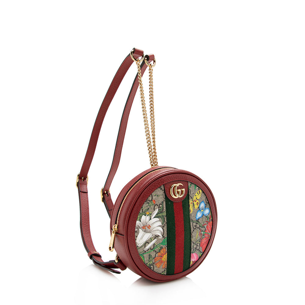 Gucci GG Supreme Flora Ophidia Round Mini Backpack (SHF-17170)