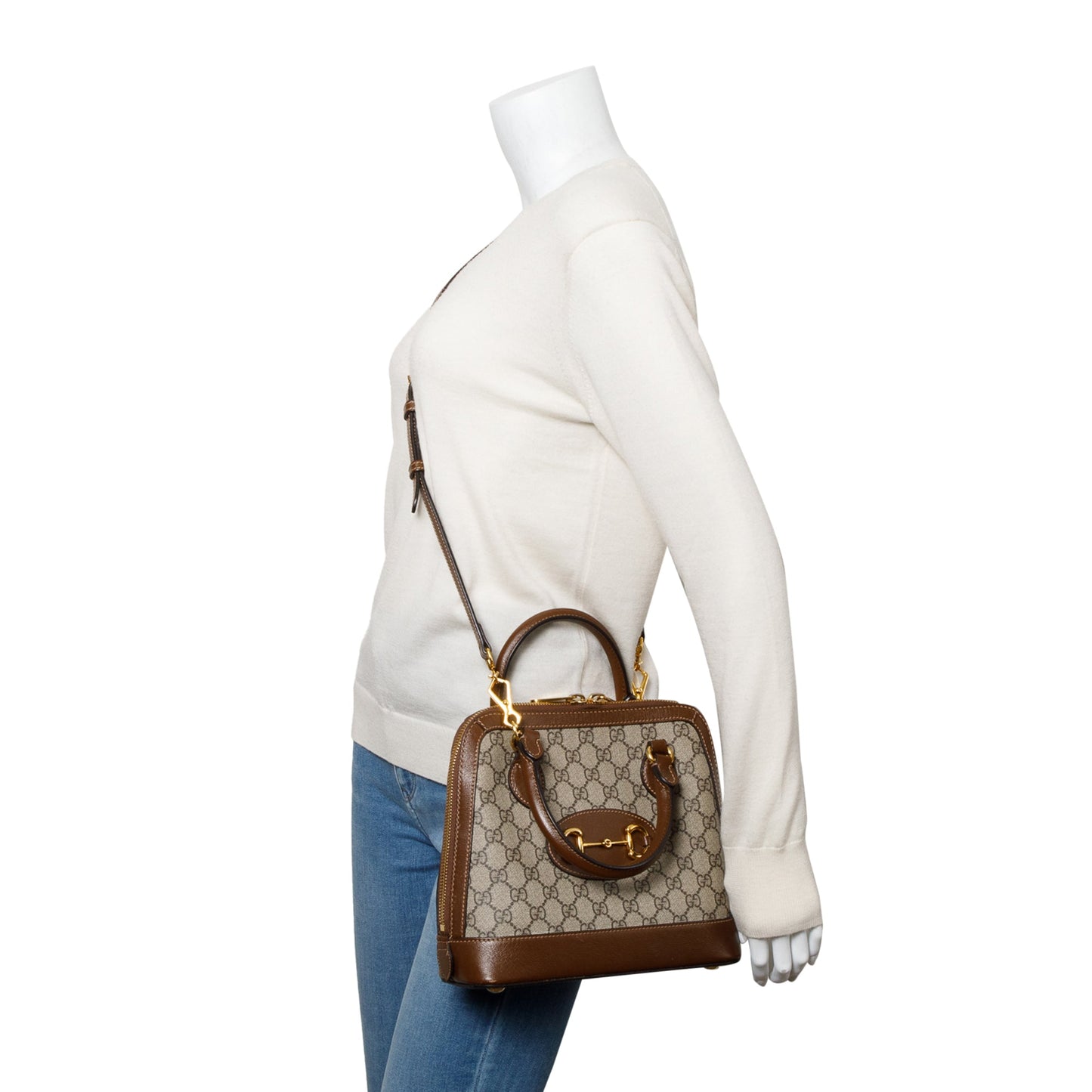 Gucci GG Supreme Horsebit 1955 Small Top Handle Bag