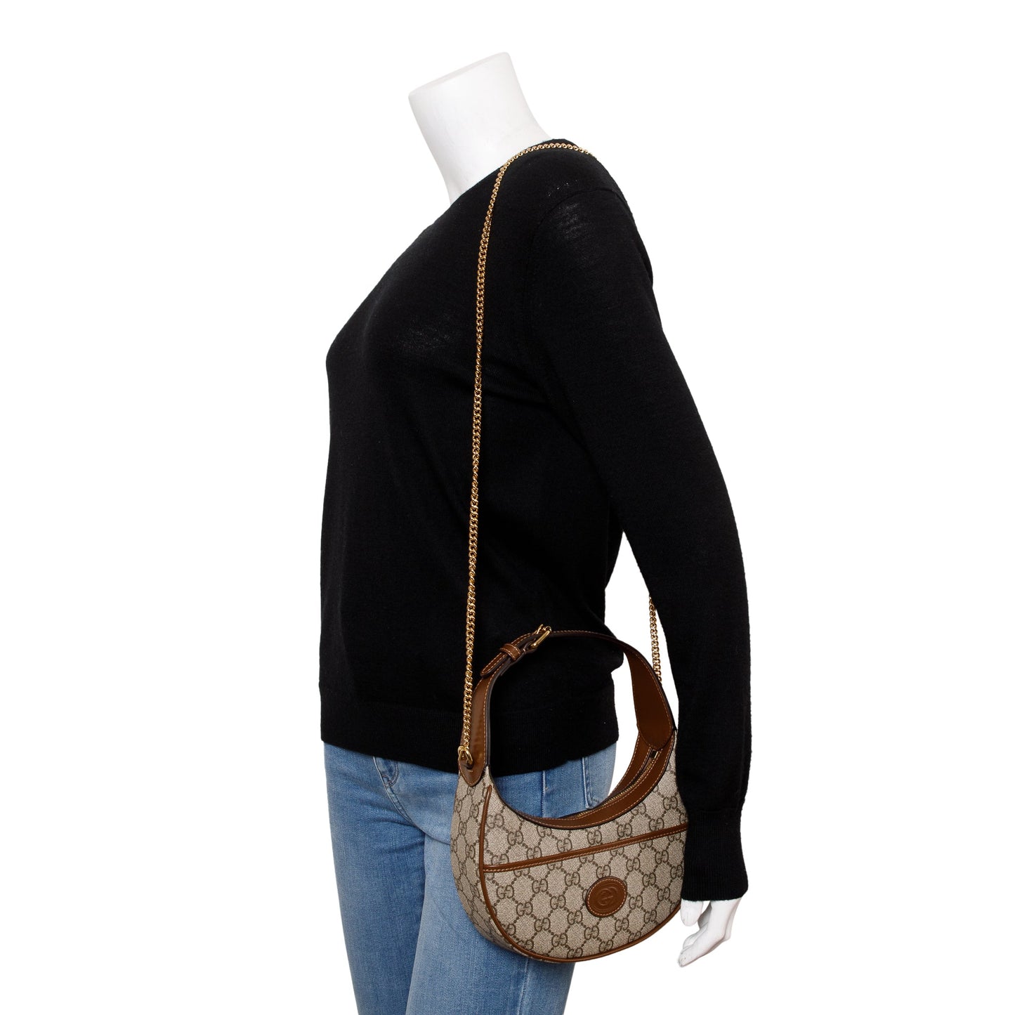 Gucci GG Supreme Interlocking G Half-Moon Shaped Mini Bag