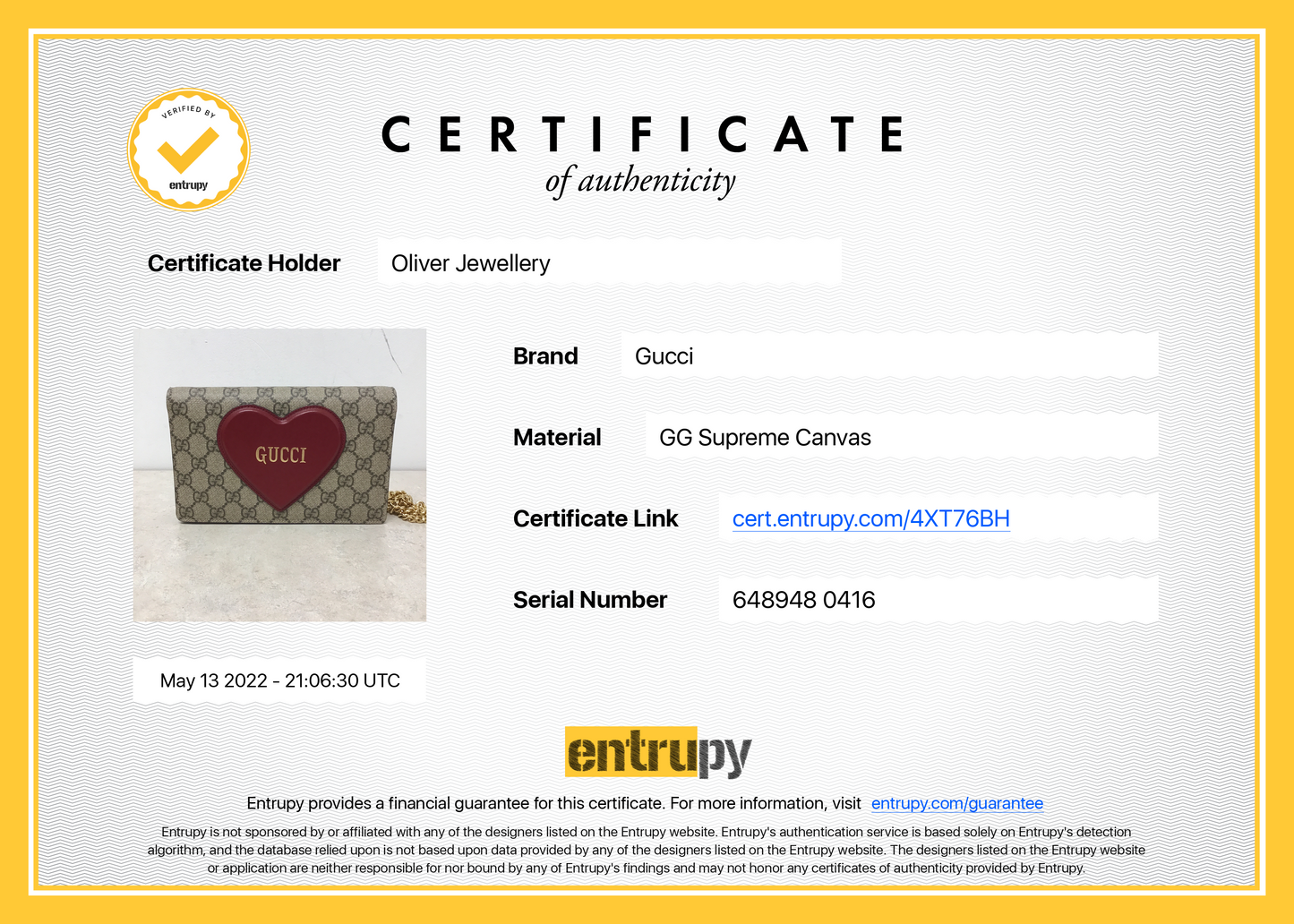 Gucci GG Supreme Limited Edition Valentine's Day Wallet on Chain