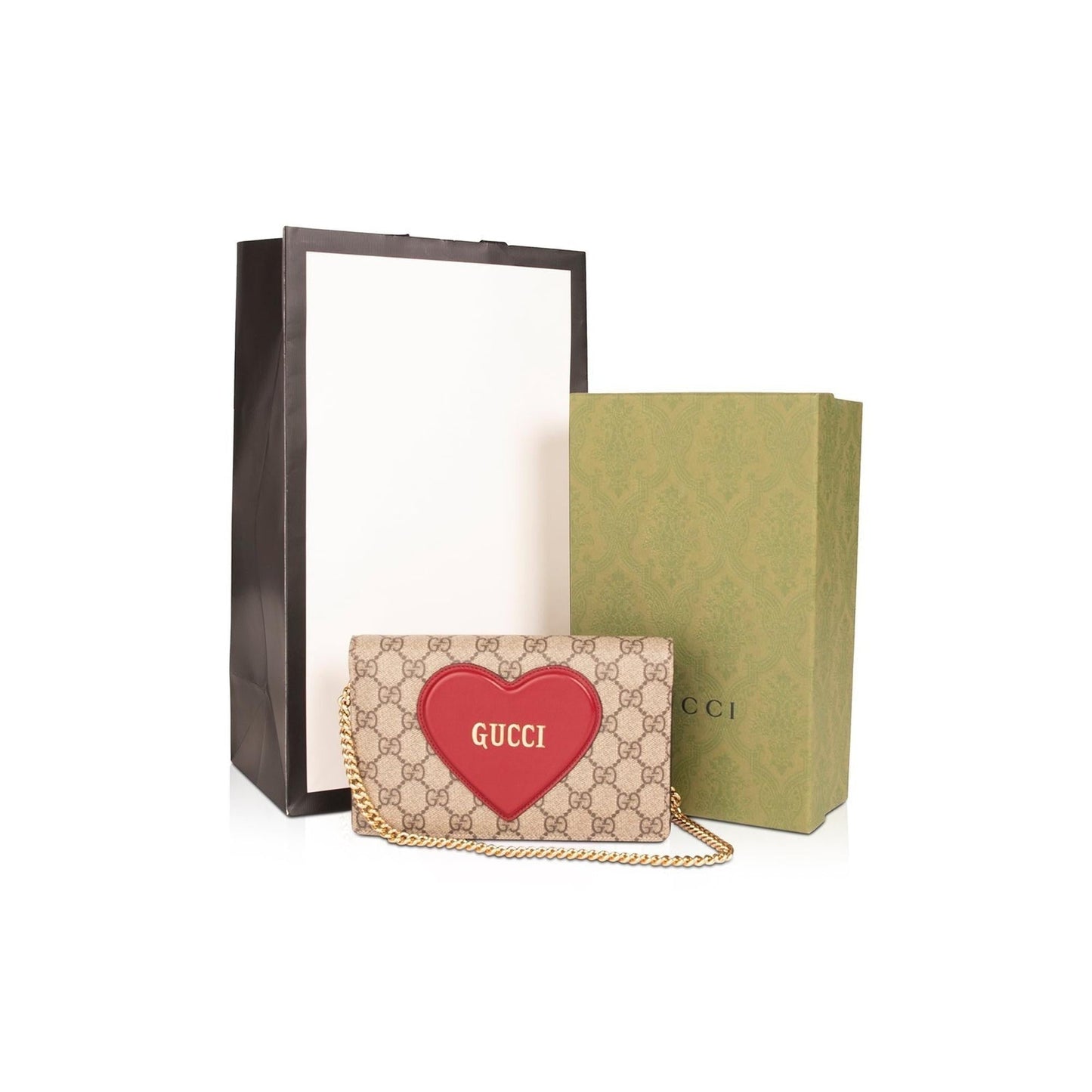 Gucci GG Supreme Limited Edition Valentine's Day Wallet on Chain