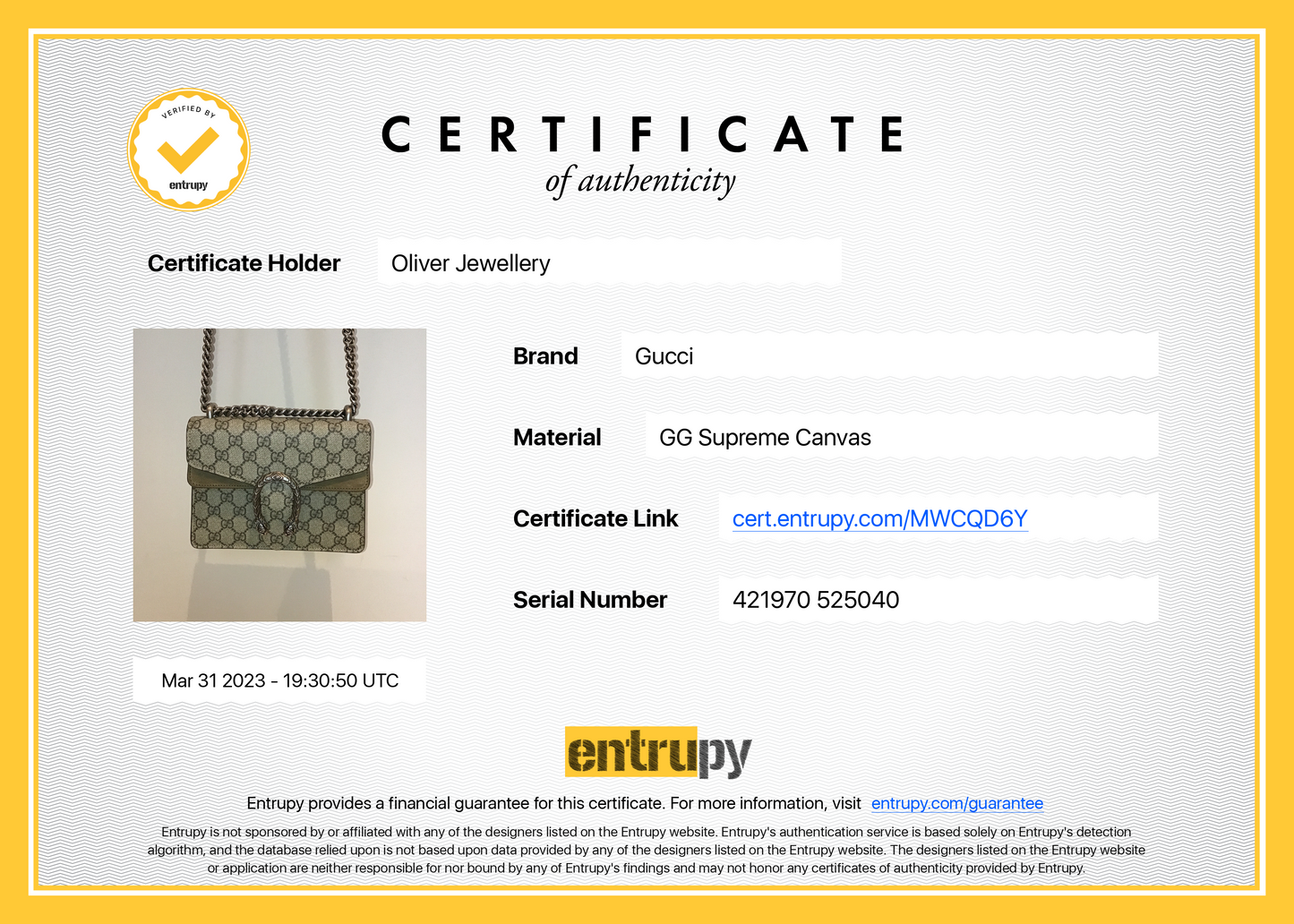 Gucci GG Supreme Mini Dionysus Shoulder Bag