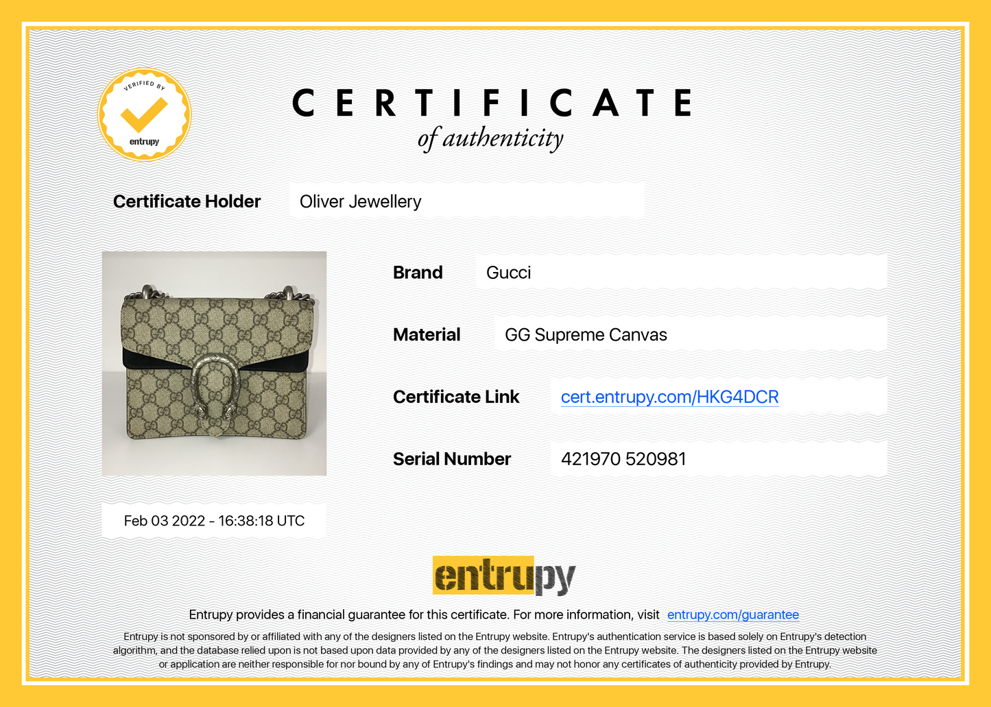 Gucci GG Supreme Mini Dionysus Shoulder Bag