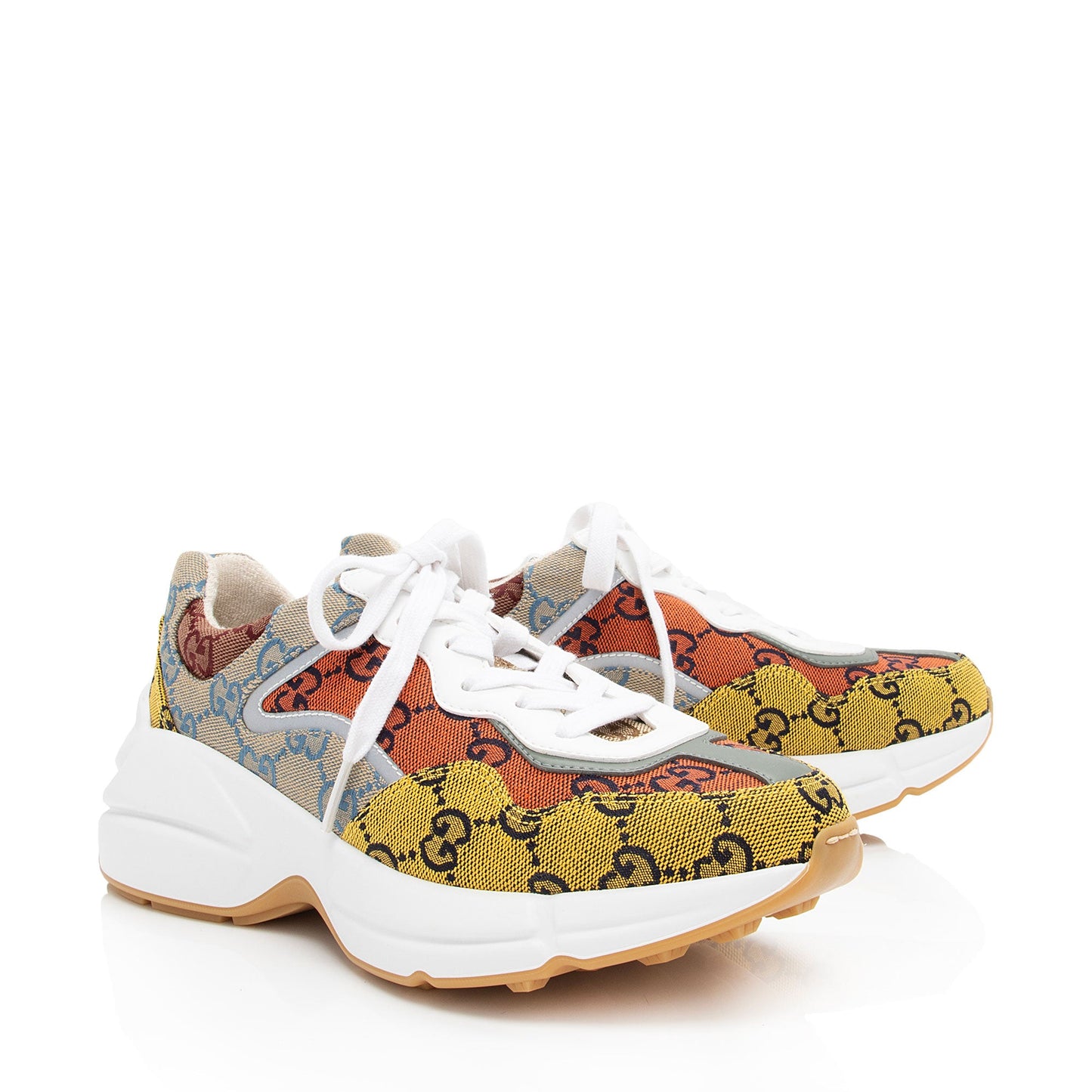 Gucci GG Supreme Mixed Fabric Rhyton Sneakers - Size 6 / 36 (SHF-M6SFO8)