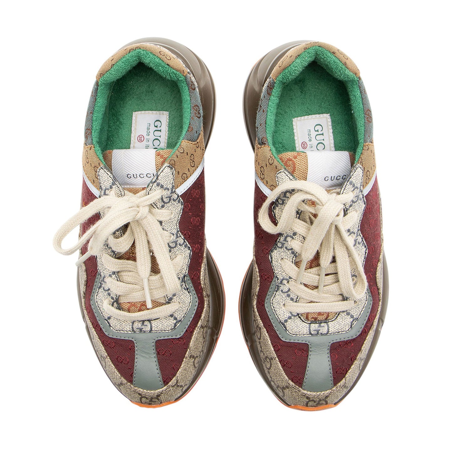 Gucci GG Supreme Mixed Fabric Rhyton Sneakers - Size 9 / 39 - FINAL SALE