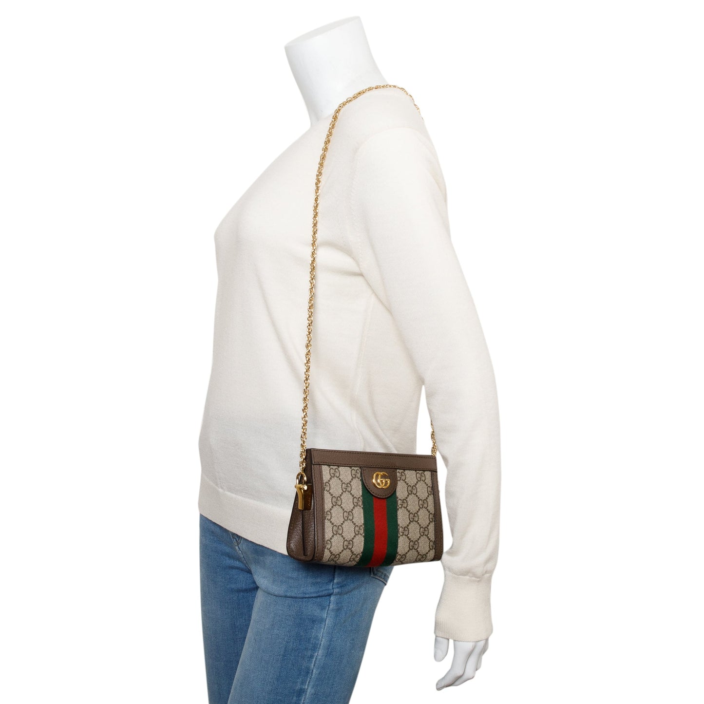 Gucci GG Supreme Ophidia Web Mini Chain Shoulder Bag