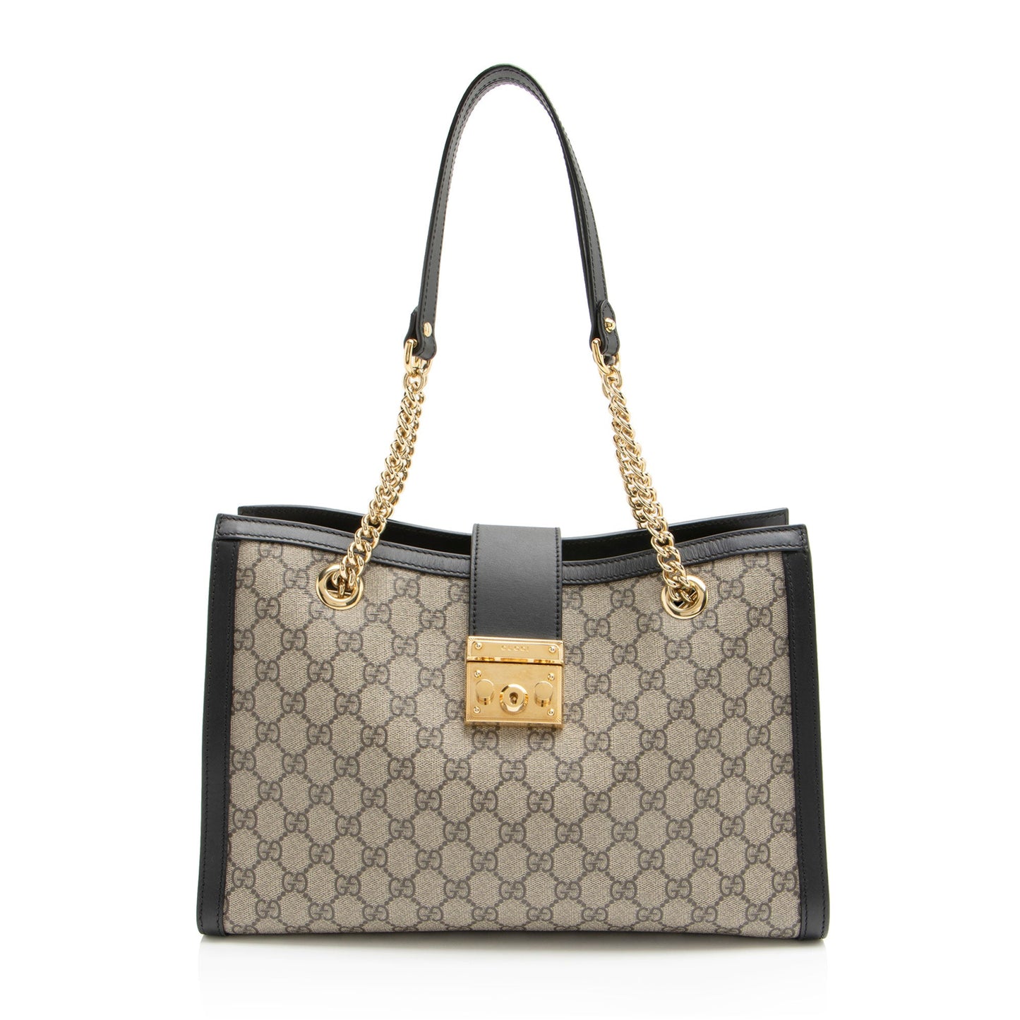 Gucci GG Supreme Padlock Chain Medium Shoulder Bag (SHF-aTdUTN)