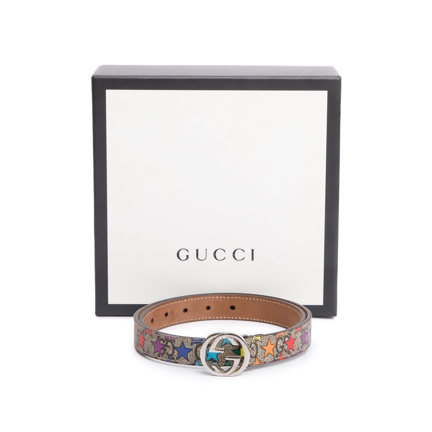 Gucci GG Supreme Star Print Interlocking G Buckle Children's Belt