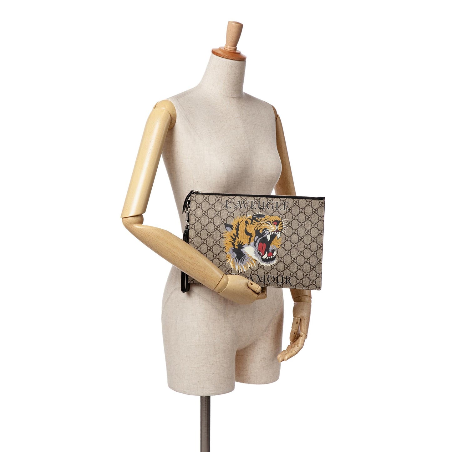 Gucci GG Supreme Tiger Clutch