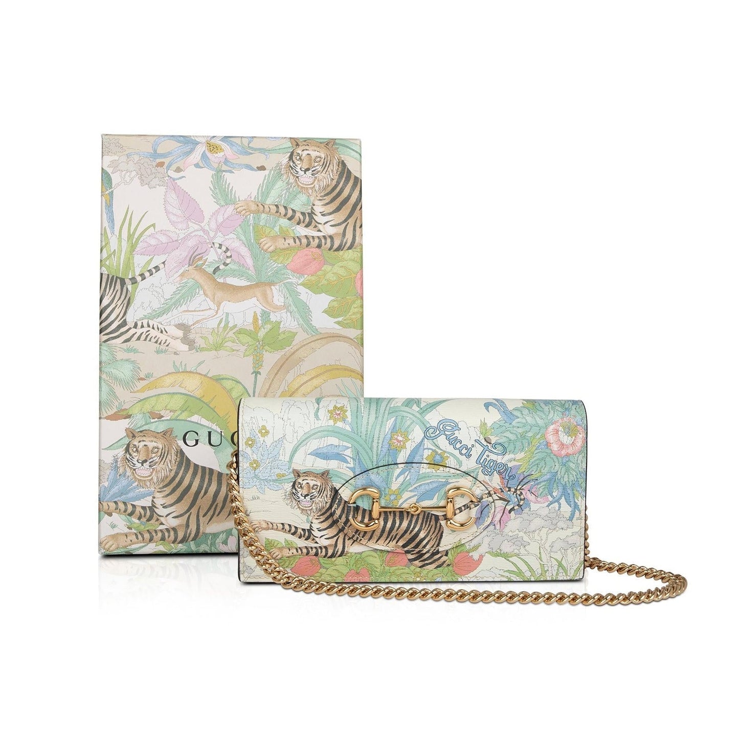 Gucci GG Supreme Tiger Horsebit 1955 Wallet on Chain