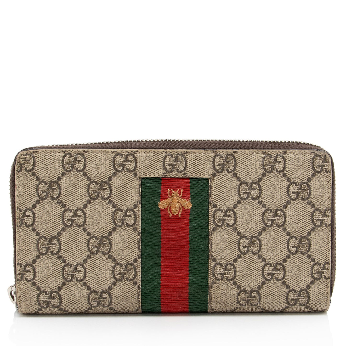 Gucci GG Supreme Web Bee Zip Around Wallet (SHF-ViBJEb)