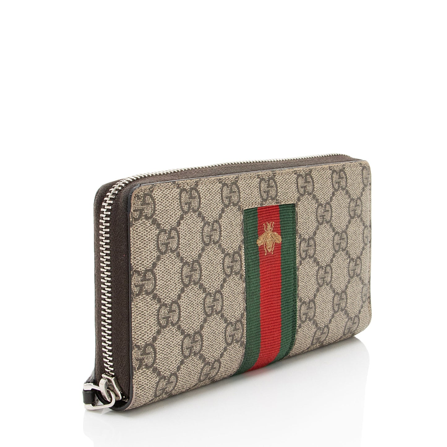 Gucci GG Supreme Web Bee Zip Around Wallet