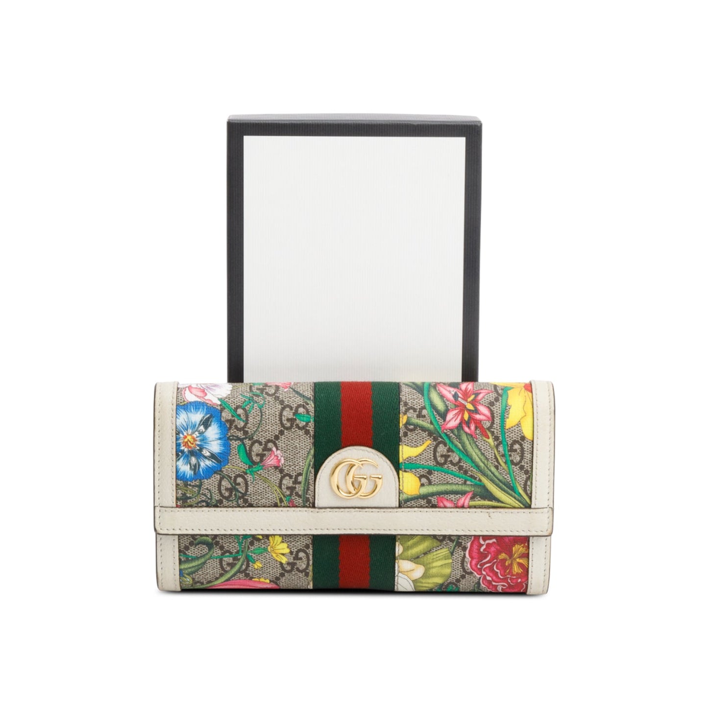 Gucci GG Supreme Web Blooms Ophidia Continental Flap Wallet