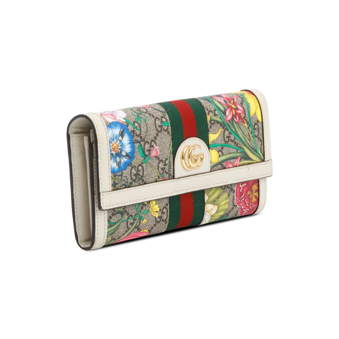 Gucci GG Supreme Web Blooms Ophidia Continental Flap Wallet