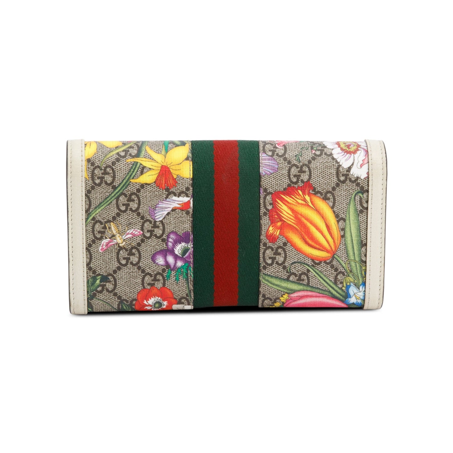 Gucci GG Supreme Web Blooms Ophidia Continental Flap Wallet