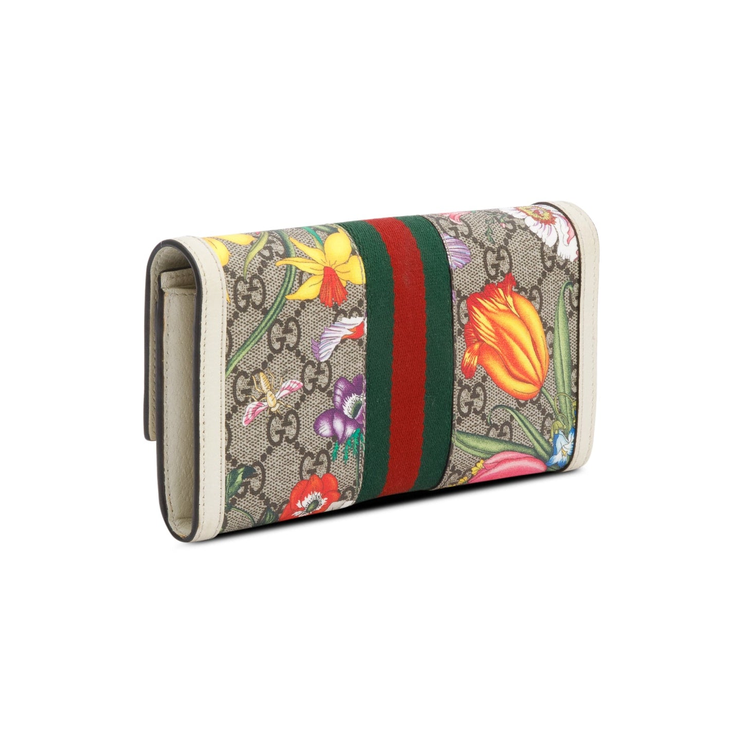 Gucci GG Supreme Web Blooms Ophidia Continental Flap Wallet