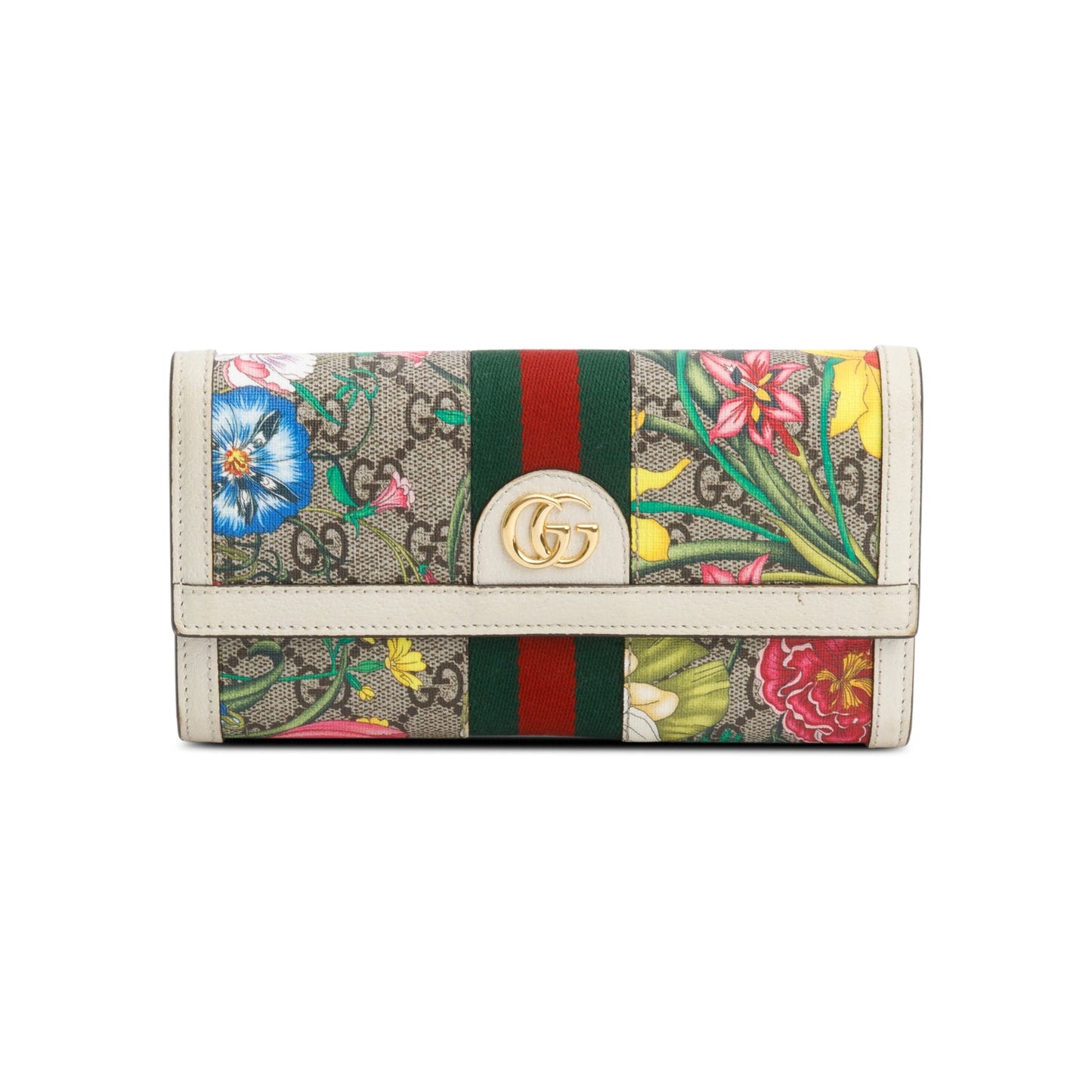 Gucci GG Supreme Web Blooms Ophidia Continental Flap Wallet