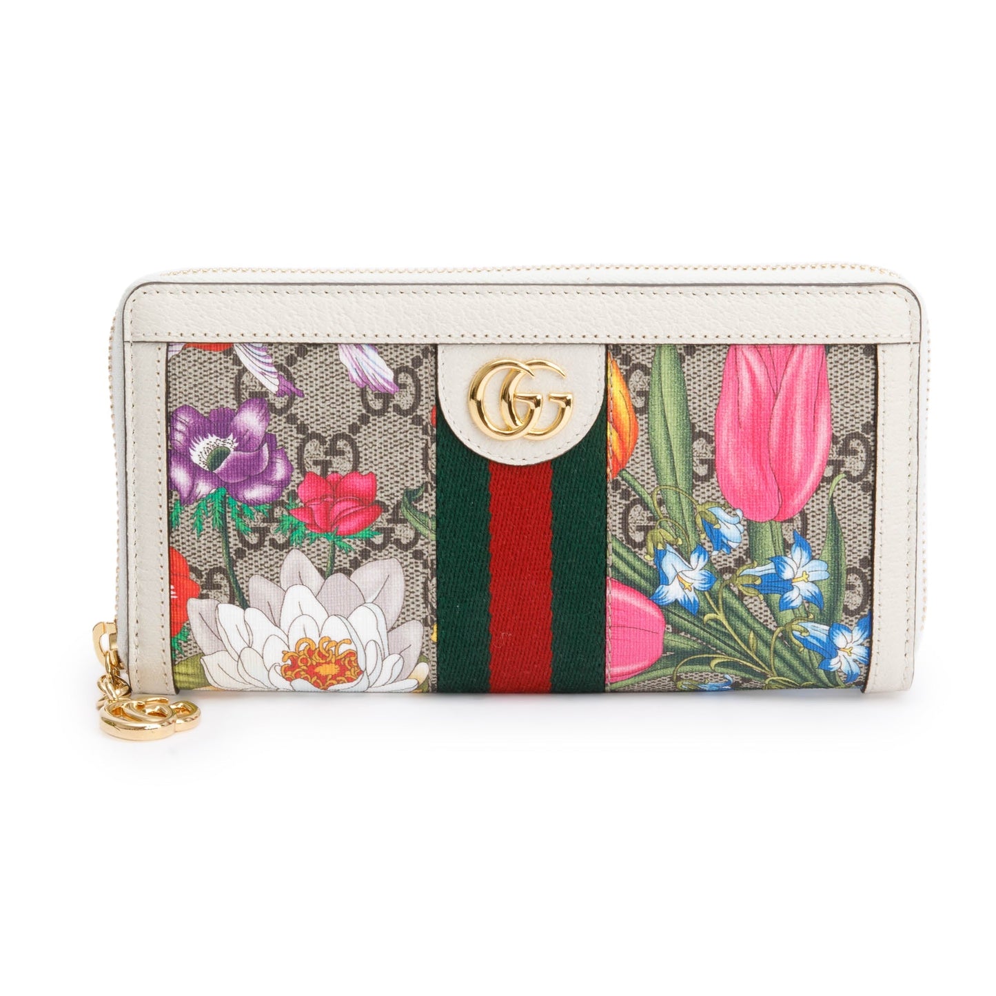 Gucci GG Supreme Web Blooms Ophidia GG Zip Around wallet