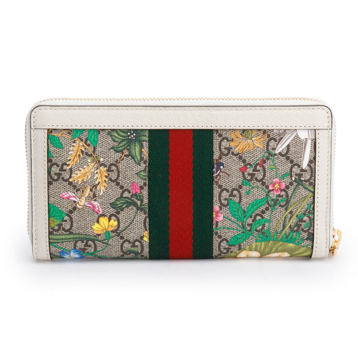 Gucci GG Supreme Web Blooms Ophidia GG Zip Around wallet