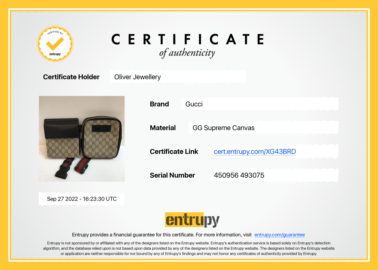Gucci GG Supreme Web Double Belt Bag