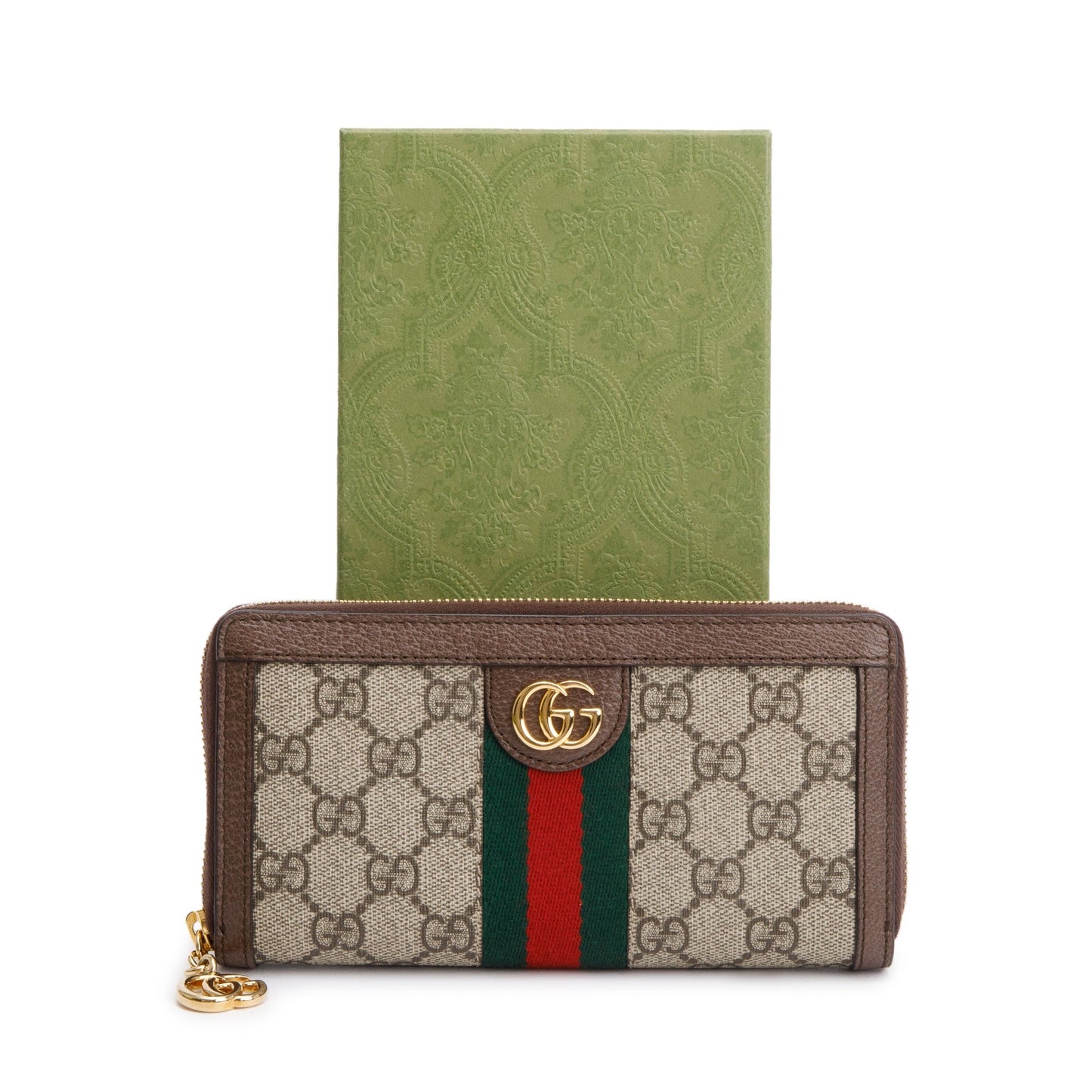 Gucci GG Supreme Web Ophidia Zip Around Wallet