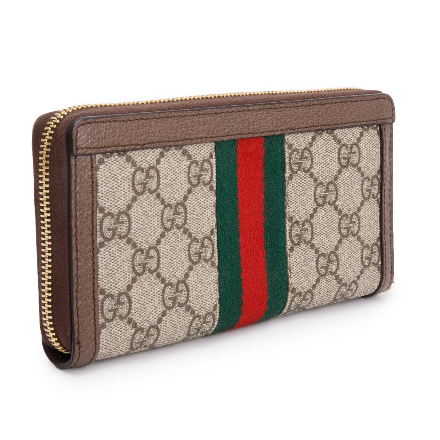 Gucci GG Supreme Web Ophidia Zip Around Wallet