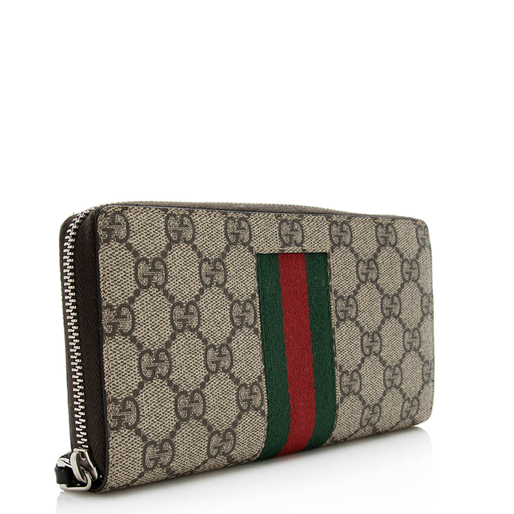 Gucci GG Supreme Web Zip Around Wallet (SHF-21820)
