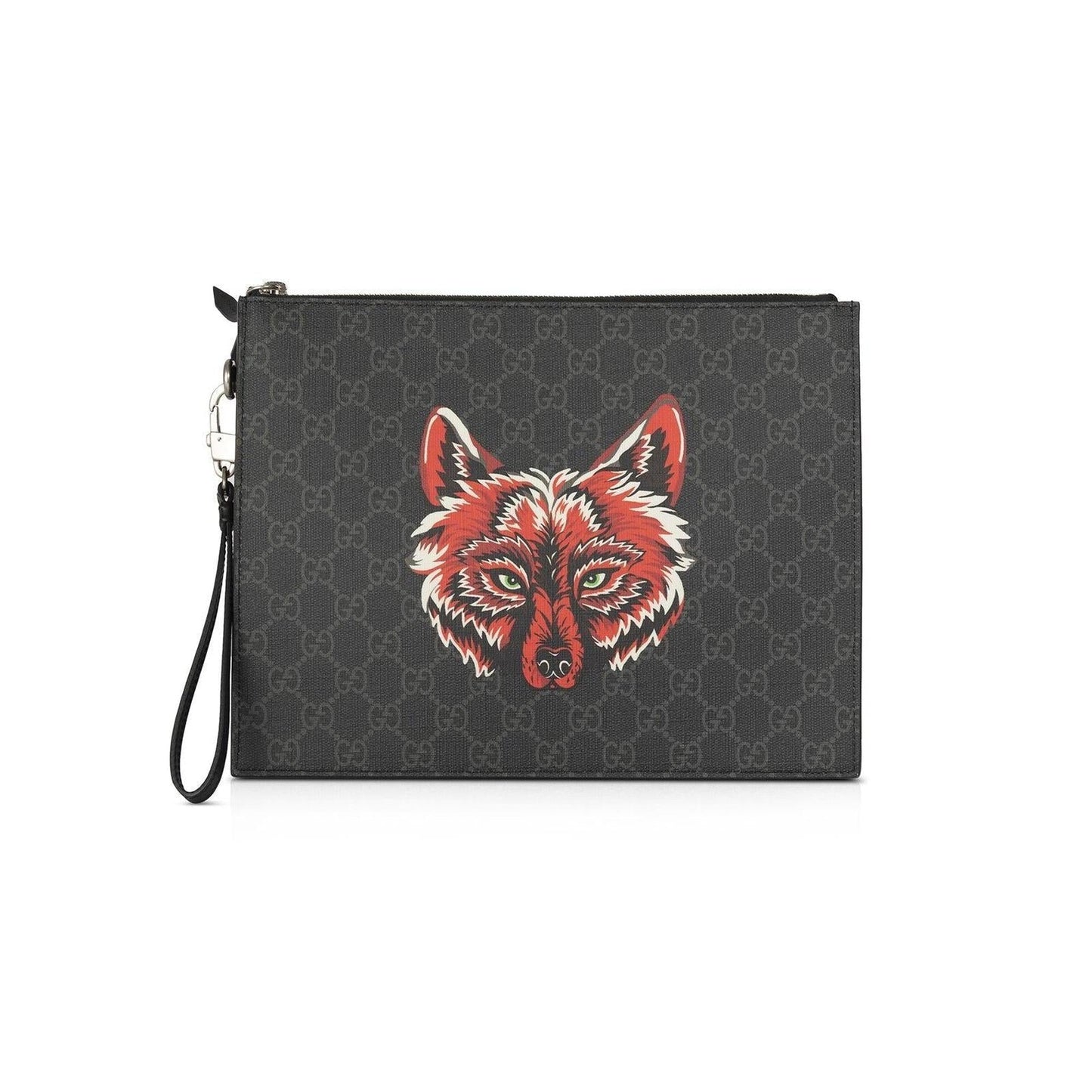 Gucci GG Supreme Wolf Print Bestiary Pouch