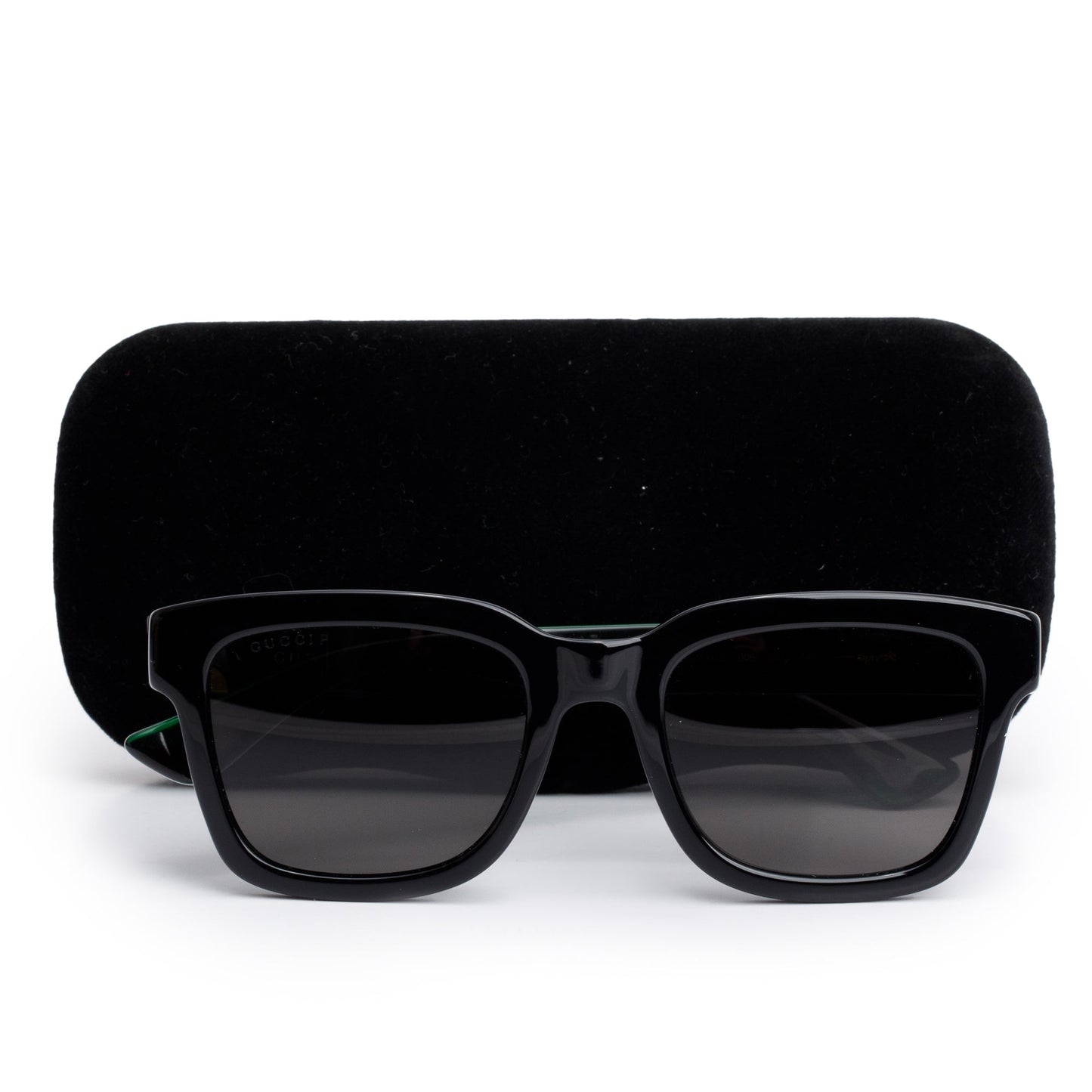 Gucci GG0001S Black Acetate Web Square Sunglasses