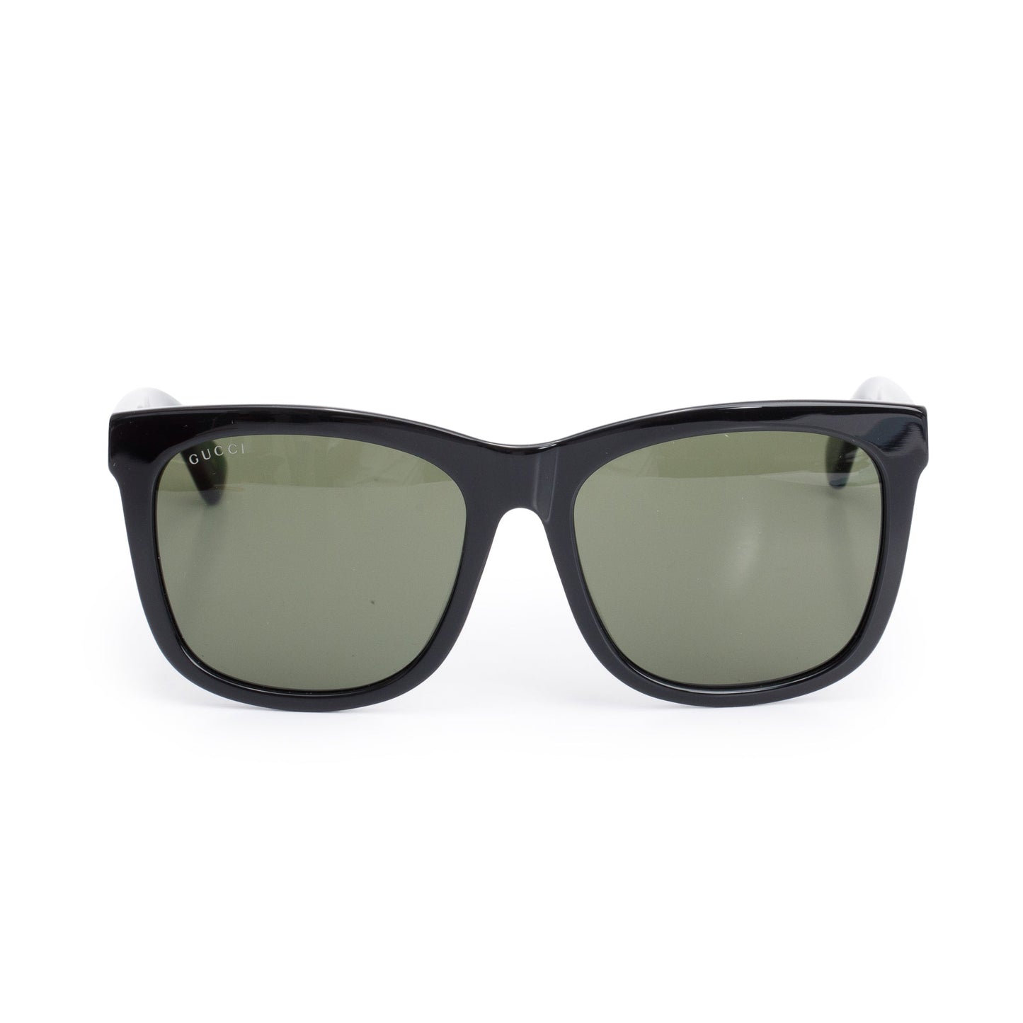 Gucci GG0057SKN Black Green, Red Web Acetate Square Sunglasses